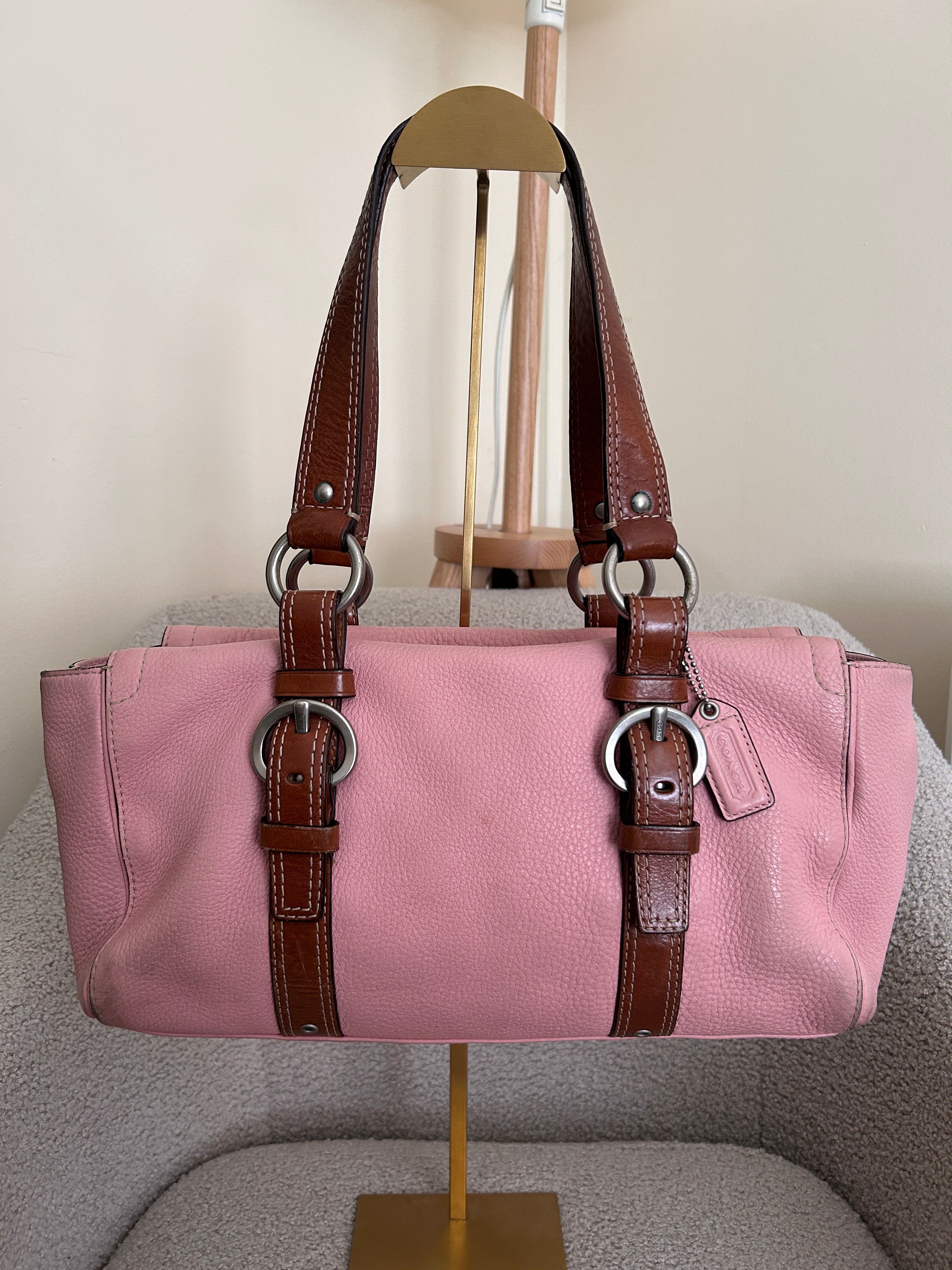 Vintage Coach pink leather shoulder bag