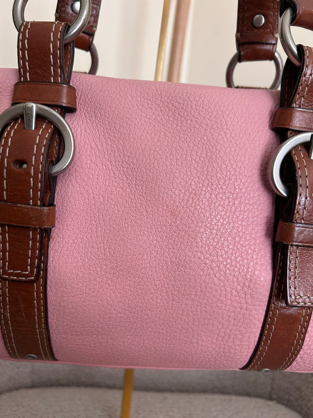 Vintage Coach pink leather shoulder bag