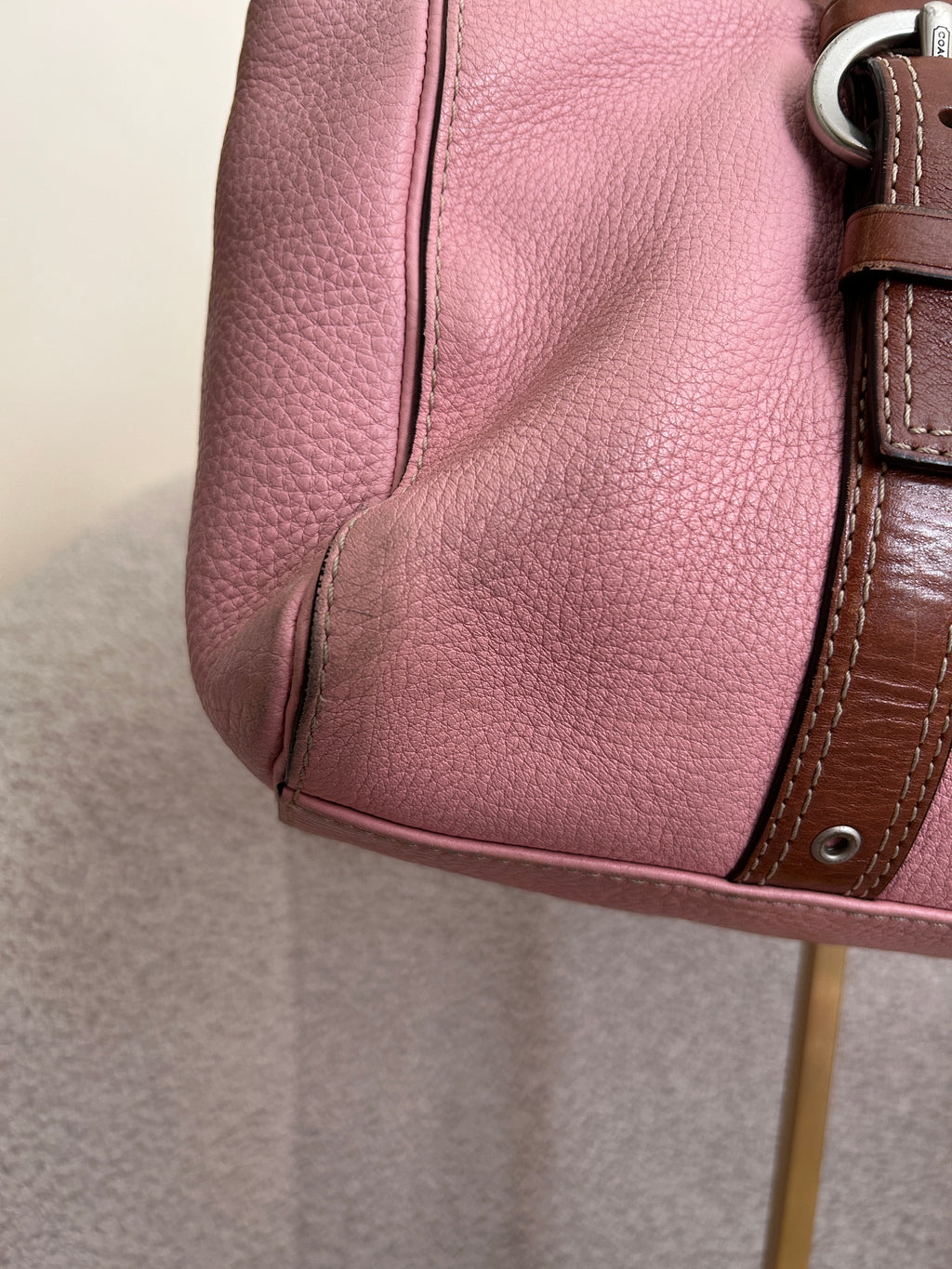 Vintage Coach pink leather shoulder bag
