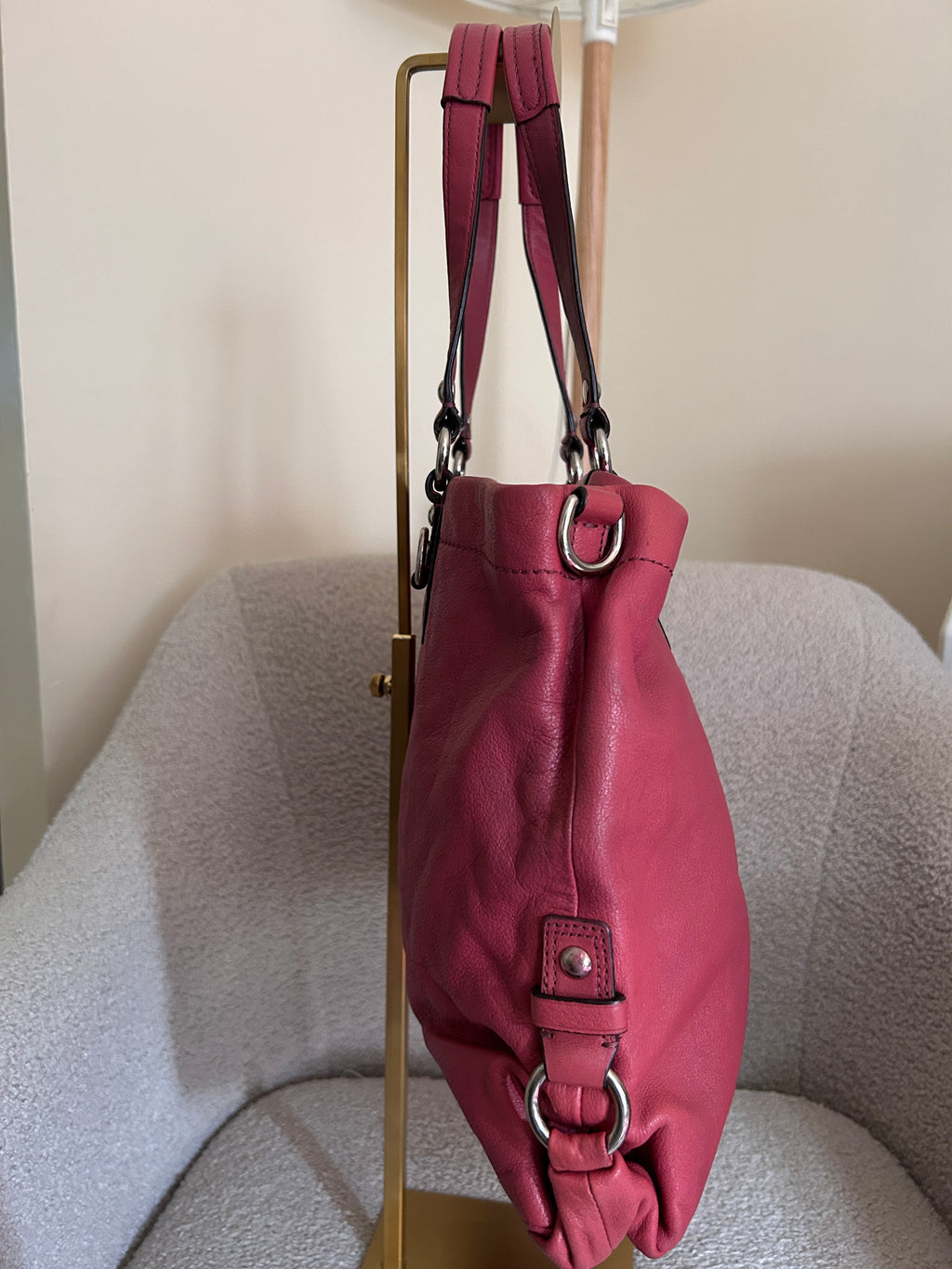 Vintage Coach pink leather shoulder bag