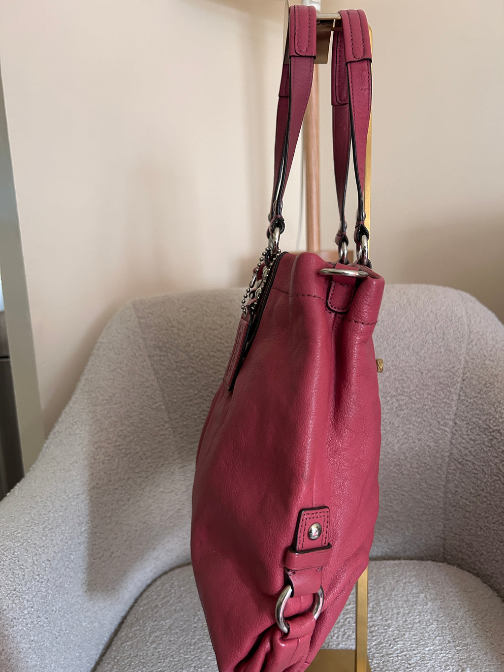 Vintage Coach pink leather shoulder bag