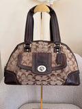 Vintage Coach brown monogram turnlock shoulder bag