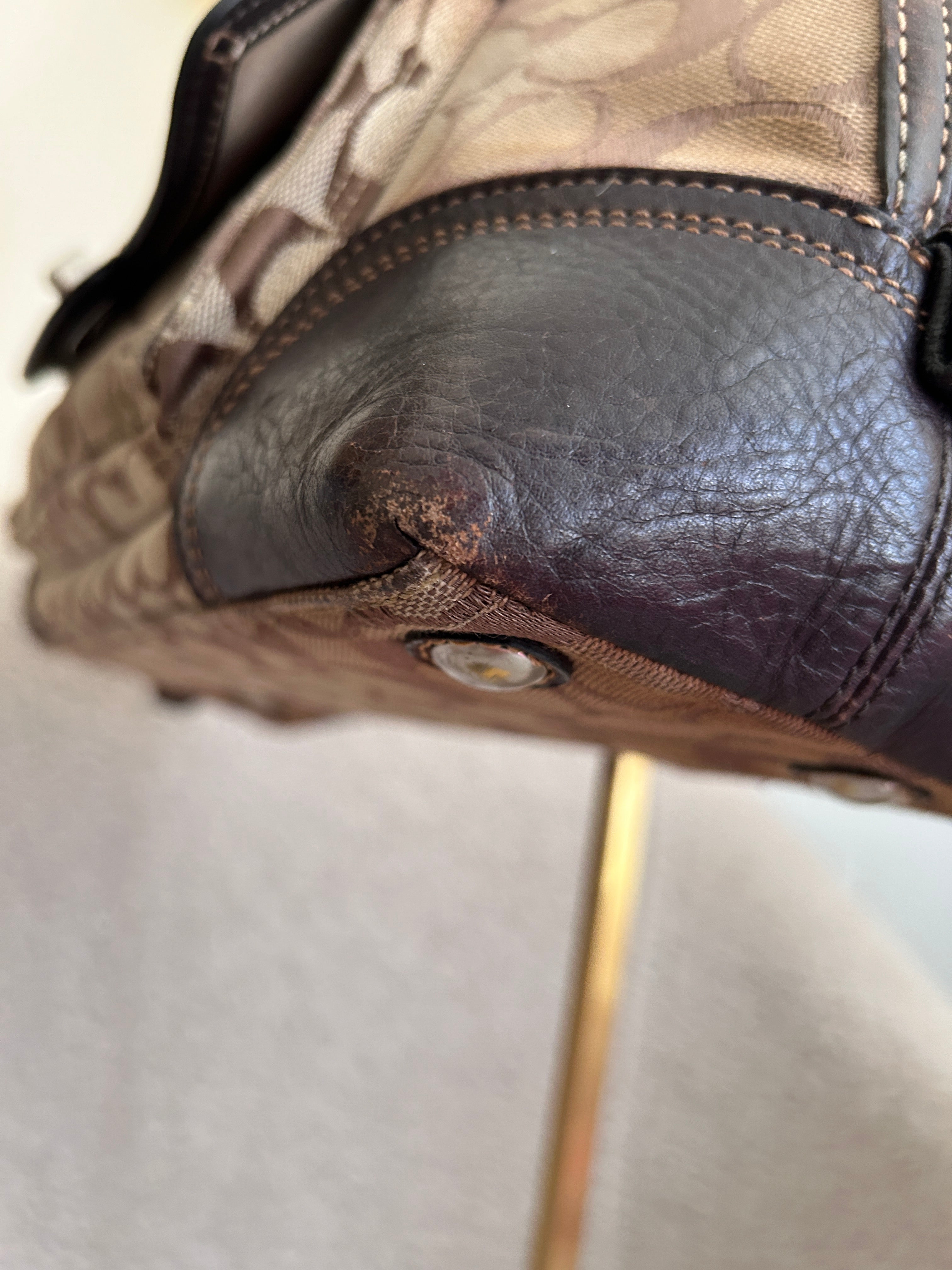 Vintage Coach brown monogram turnlock shoulder bag