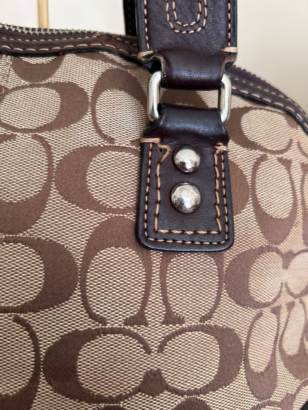 Vintage Coach brown monogram turnlock shoulder bag