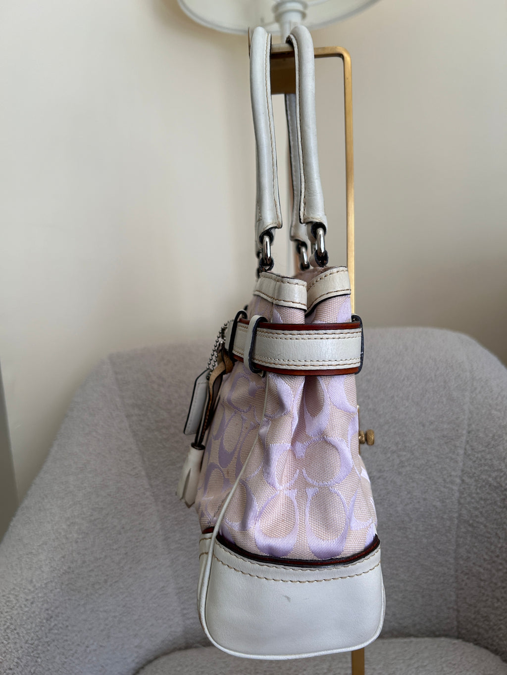 Vintage Coach lilac monogram Hampton shoulder bag