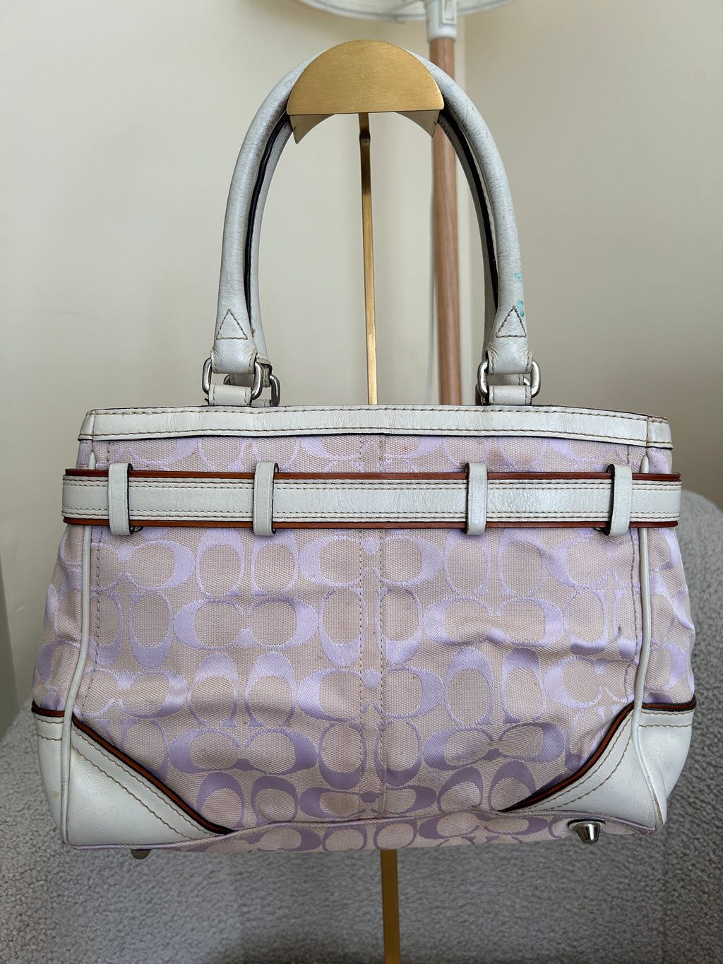 Vintage Coach lilac monogram Hampton shoulder bag