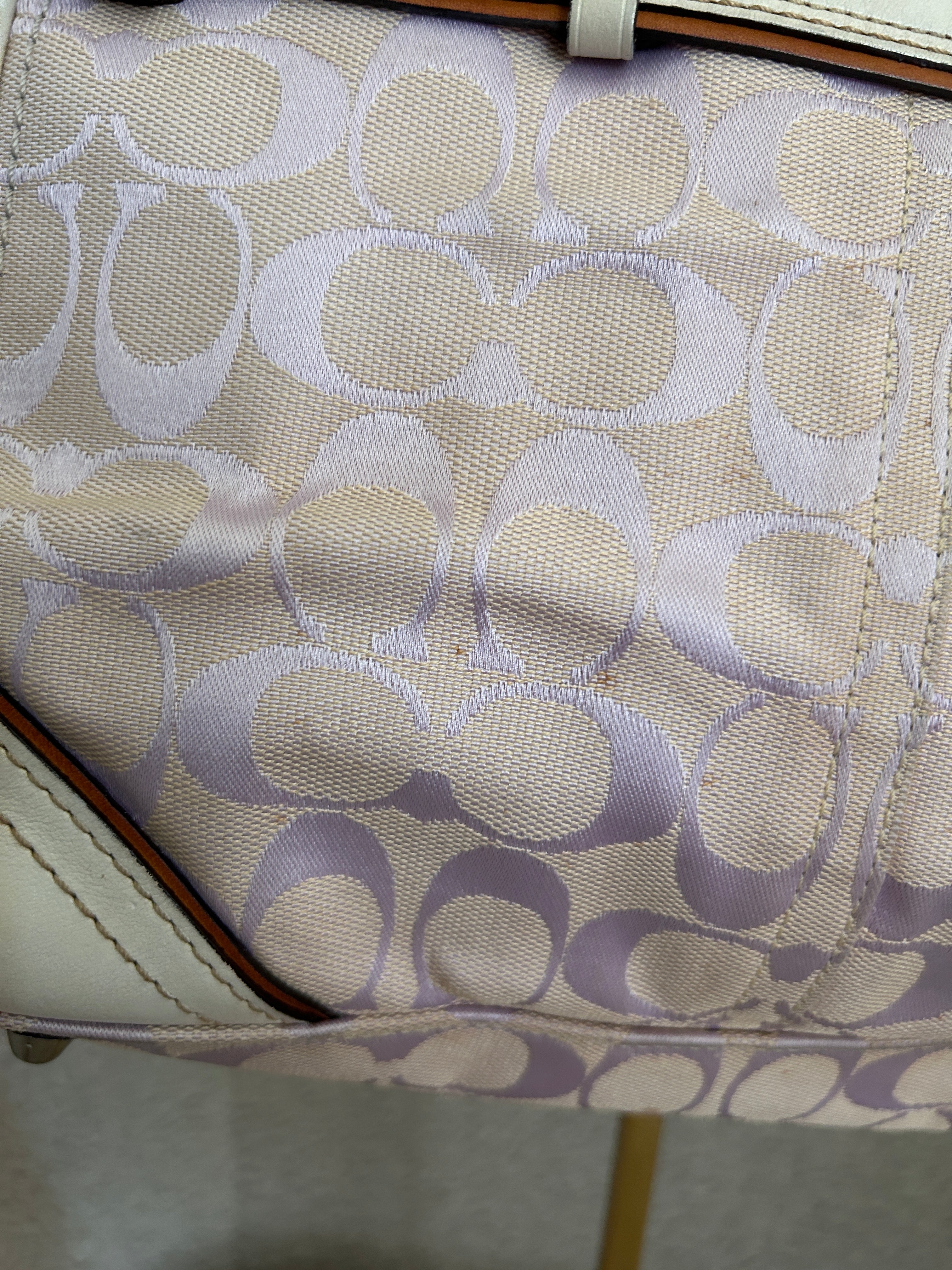 Vintage Coach lilac monogram Hampton shoulder bag