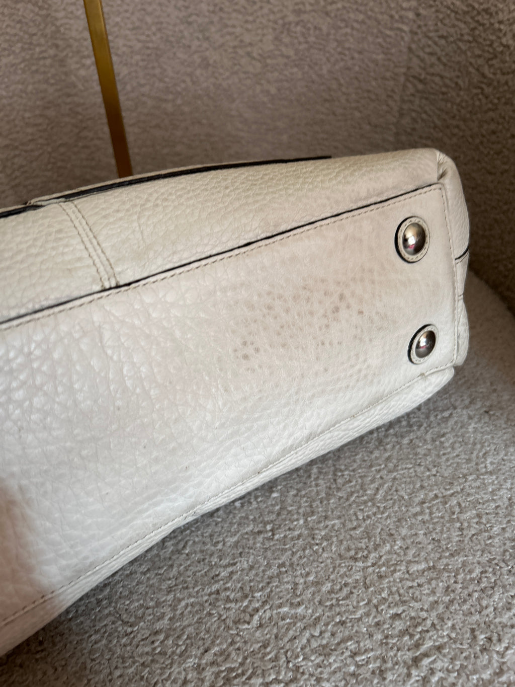 Vintage Coach white leather shoulder bag