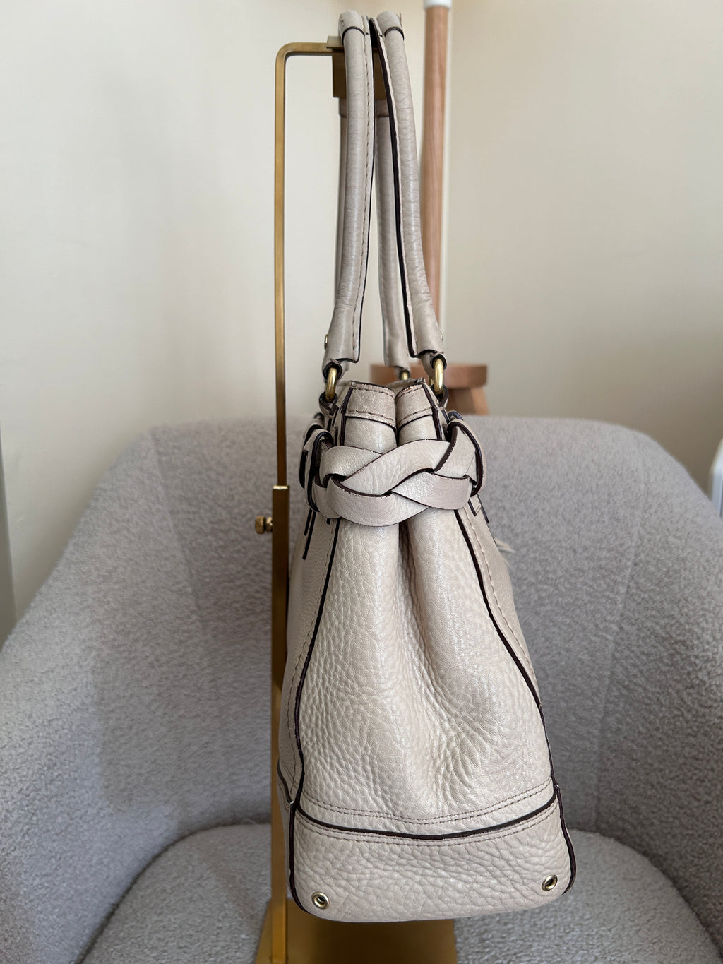 Vintage Coach cream leather Hampton shoulder bag