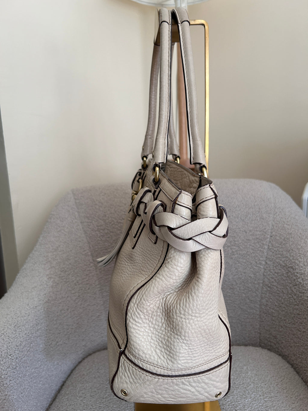 Vintage Coach cream leather Hampton shoulder bag