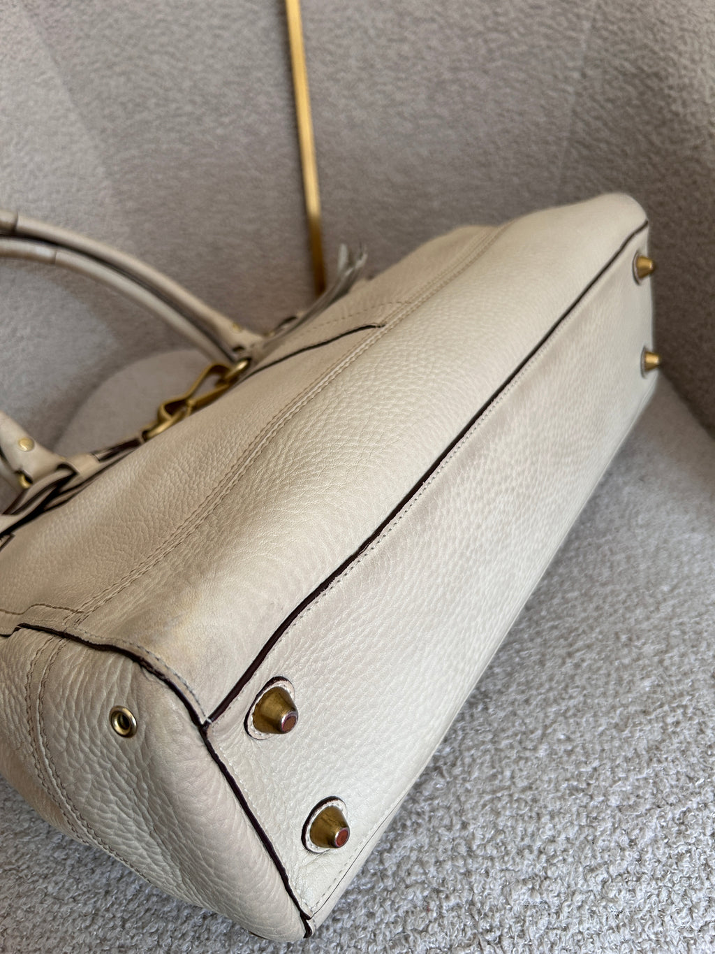 Vintage Coach cream leather Hampton shoulder bag