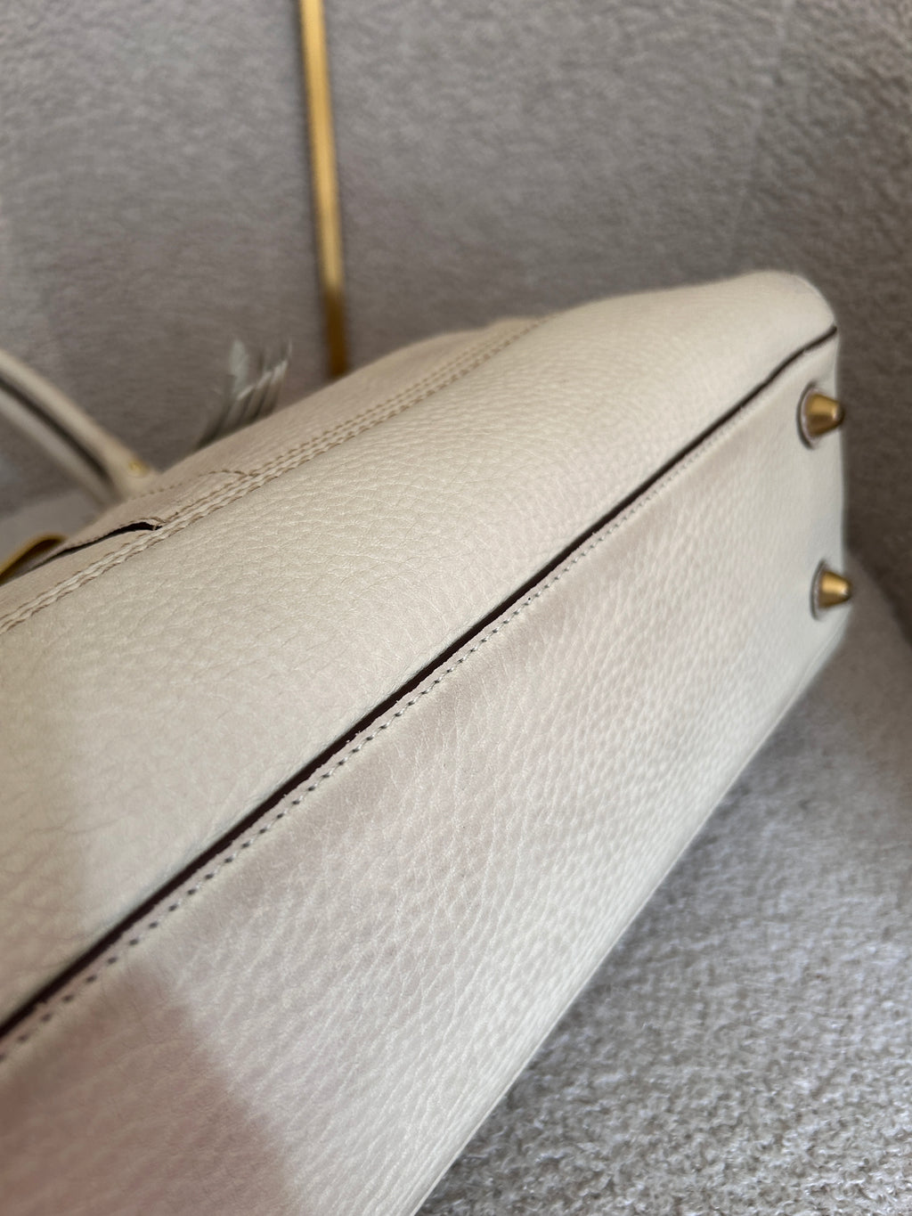 Vintage Coach cream leather Hampton shoulder bag