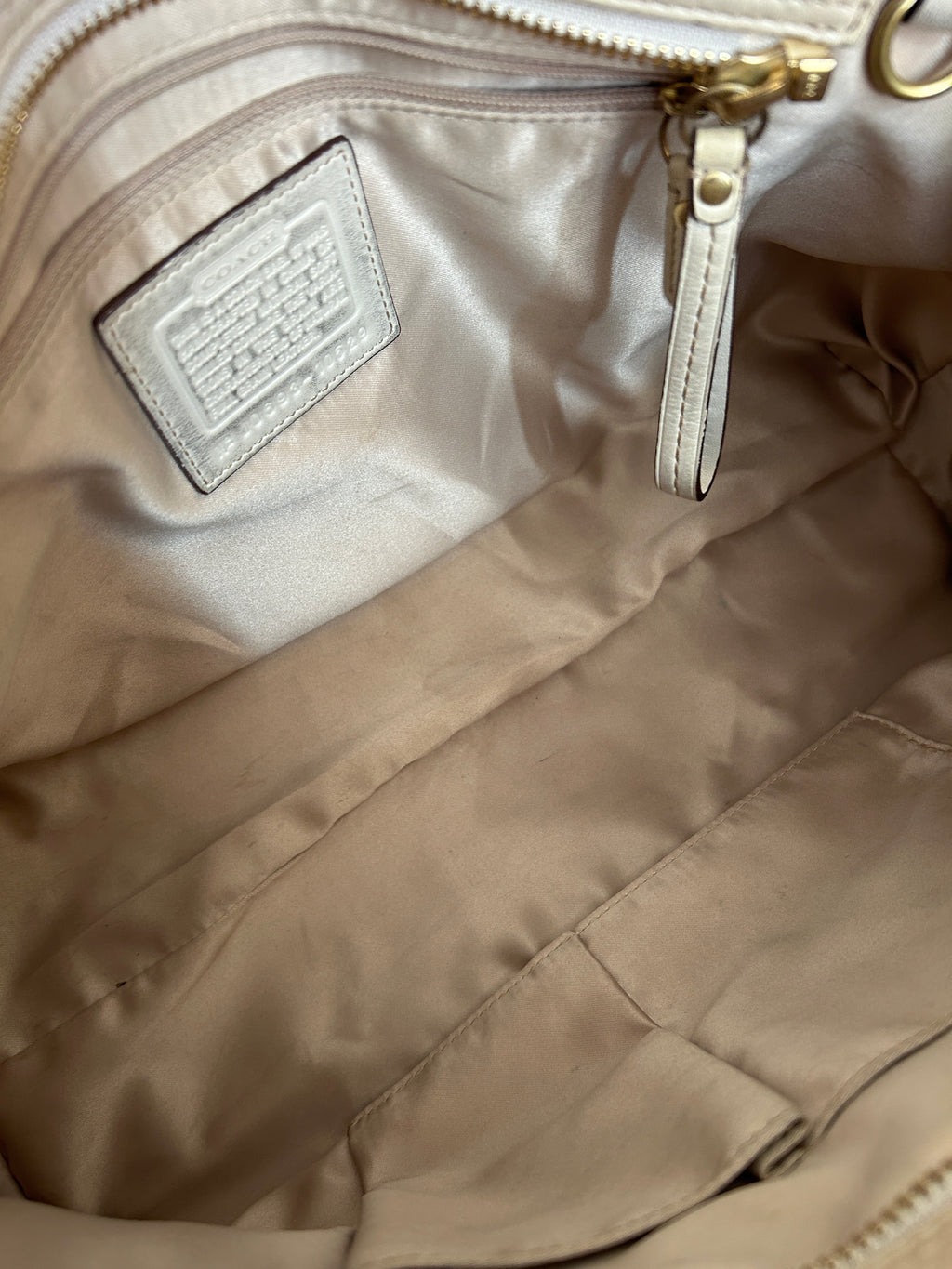 Vintage Coach cream leather Hampton shoulder bag