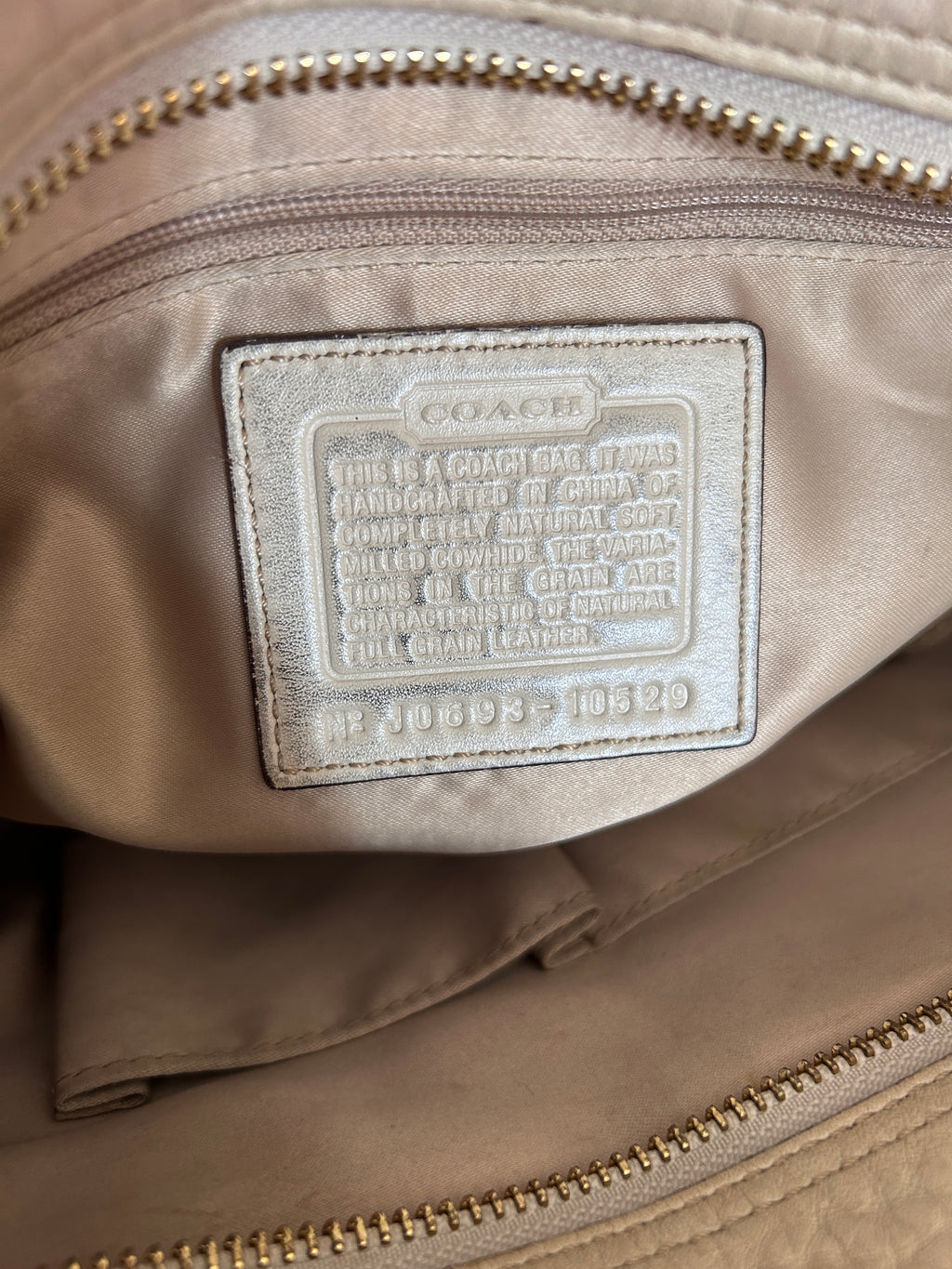 Vintage Coach cream leather Hampton shoulder bag