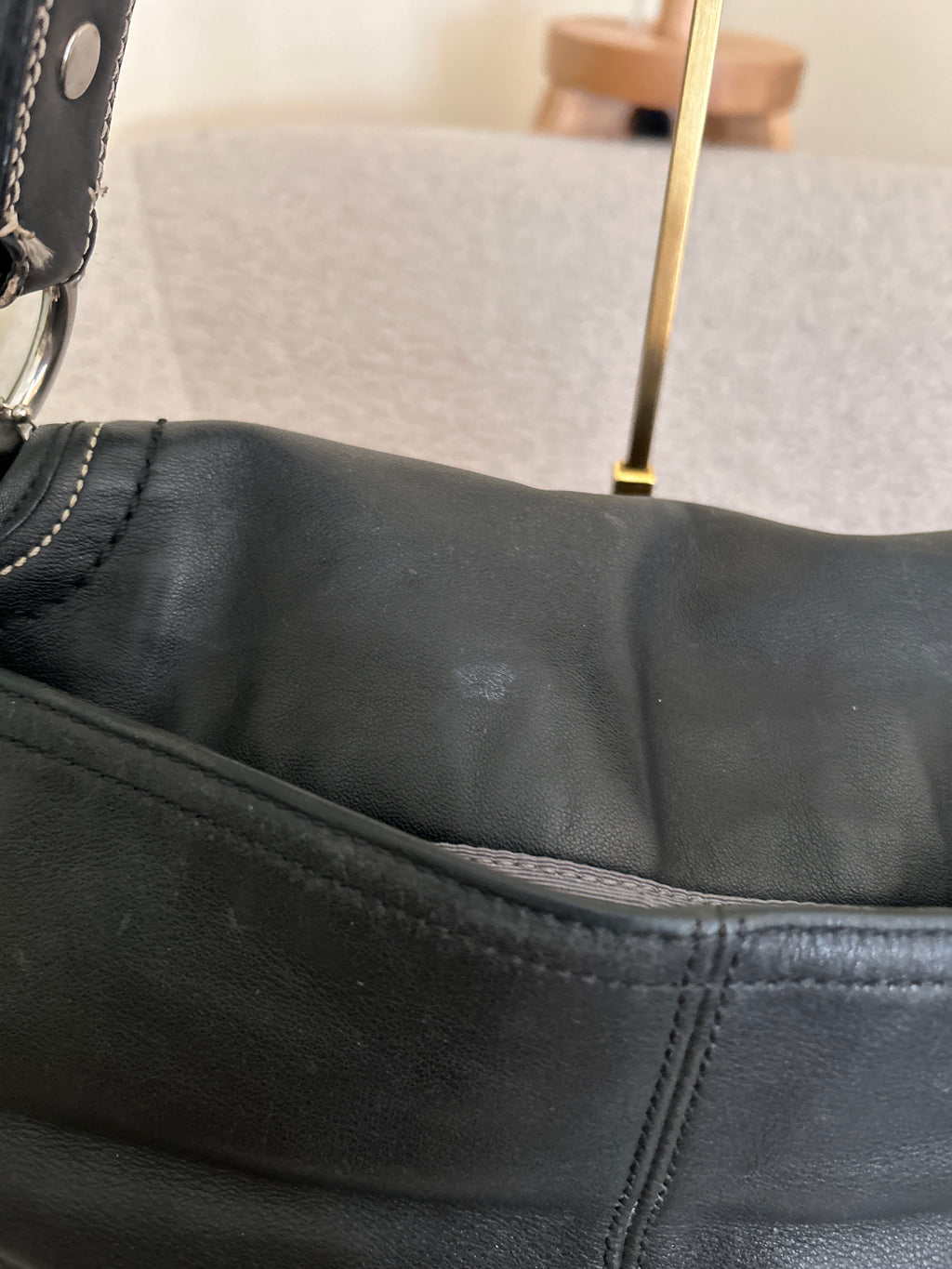 Vintage Coach black leather flap shoulder bag