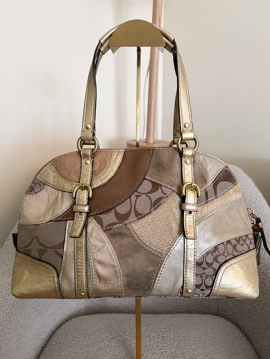 Vintage Coach patchwork shoulder bag