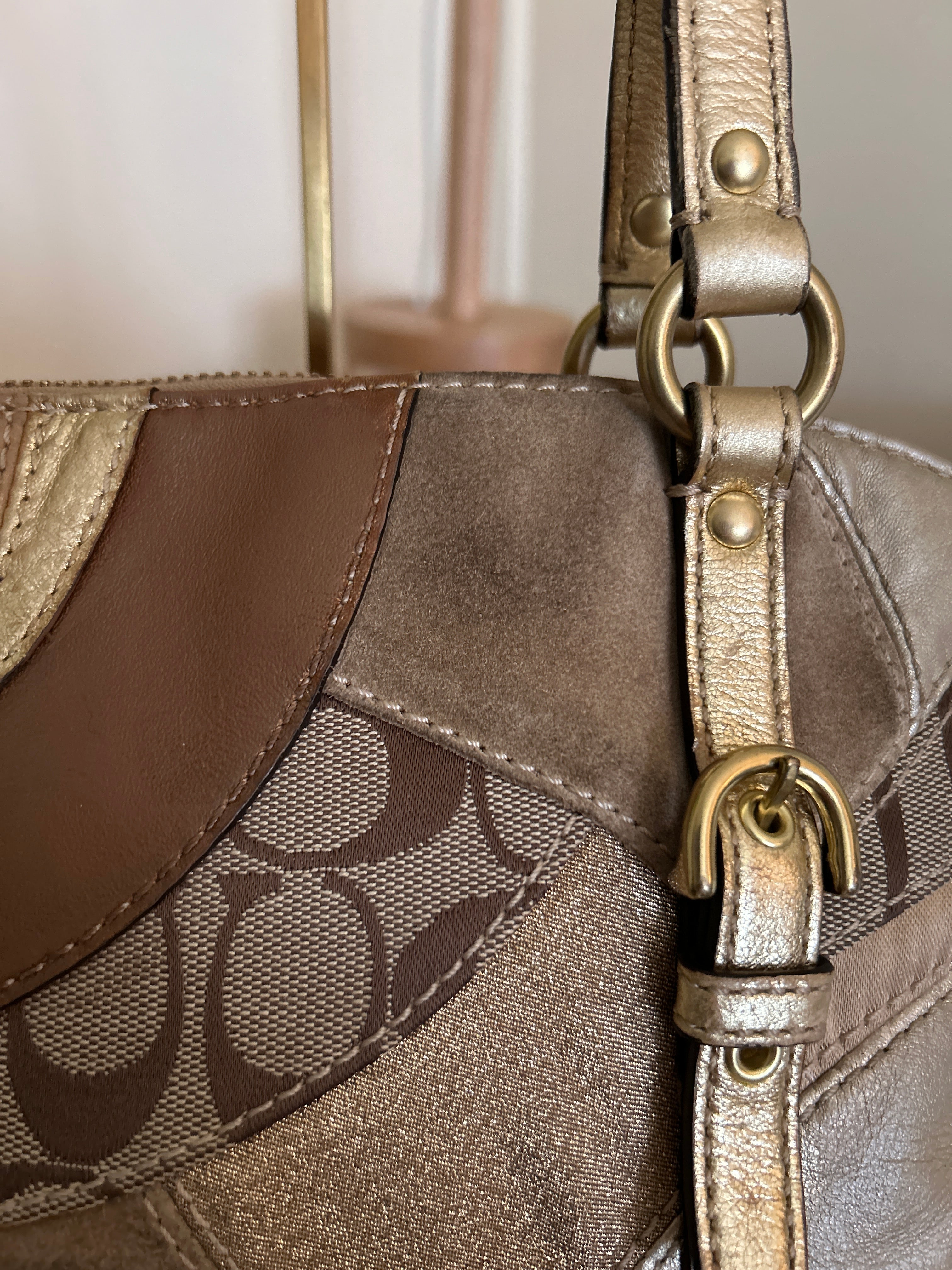 Vintage Coach patchwork shoulder bag