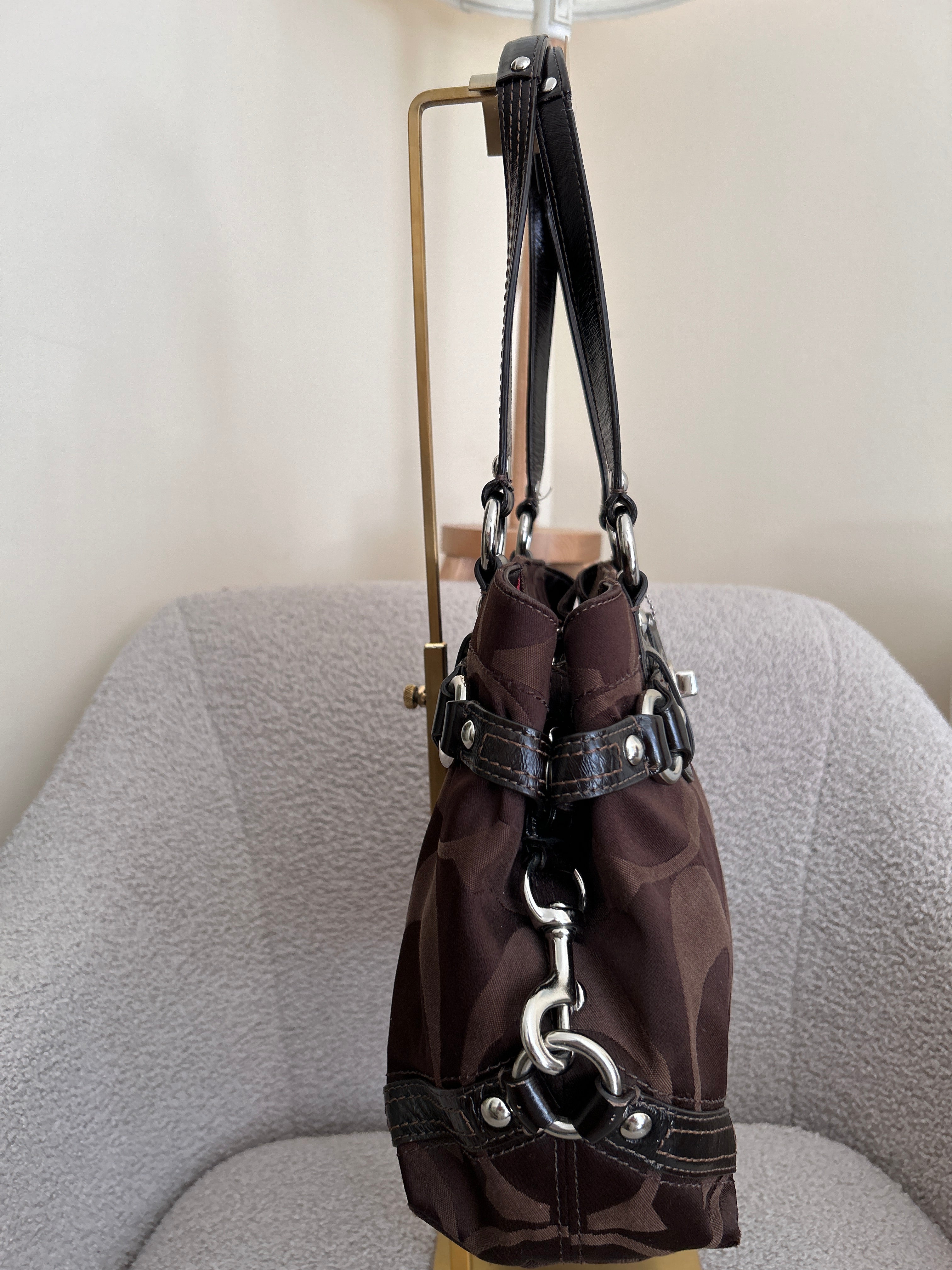 Vintage Coach Carly chocolate brown shoulder bag