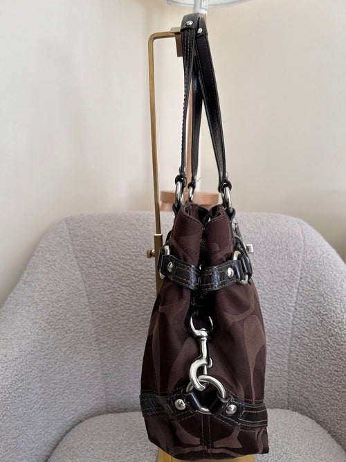 Vintage Coach Carly chocolate brown shoulder bag