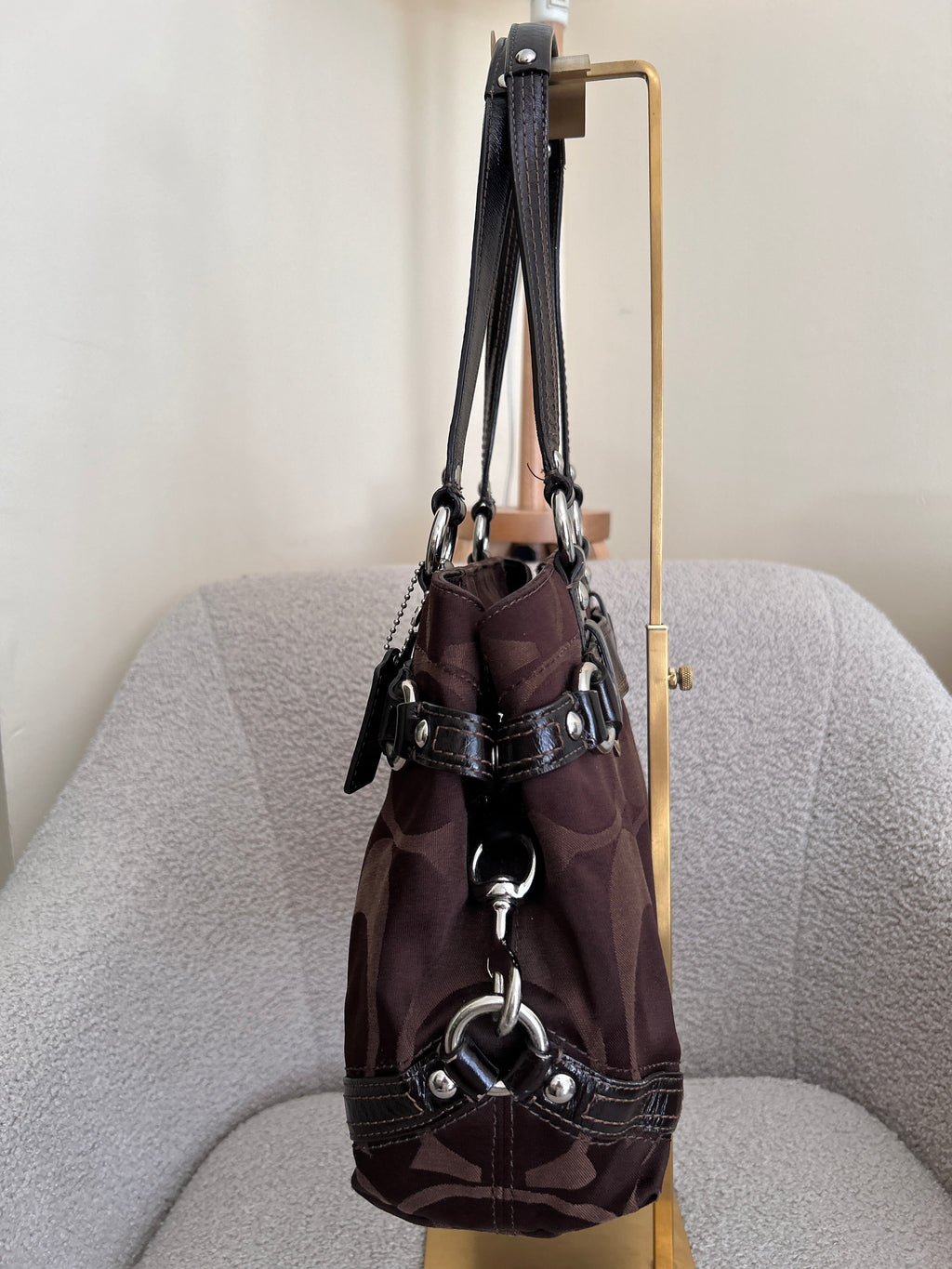 Vintage Coach Carly chocolate brown shoulder bag