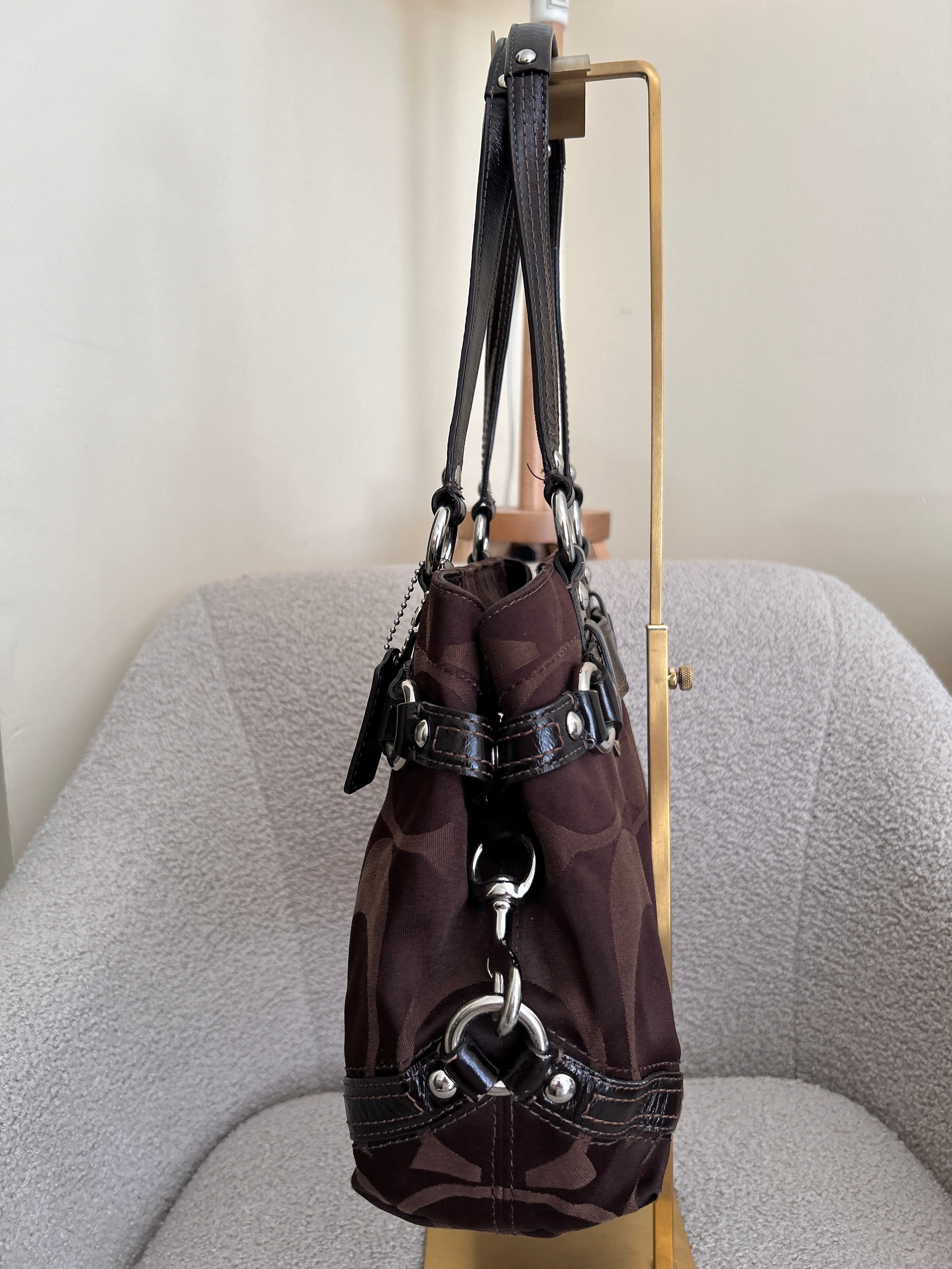 Vintage Coach Carly chocolate brown shoulder bag