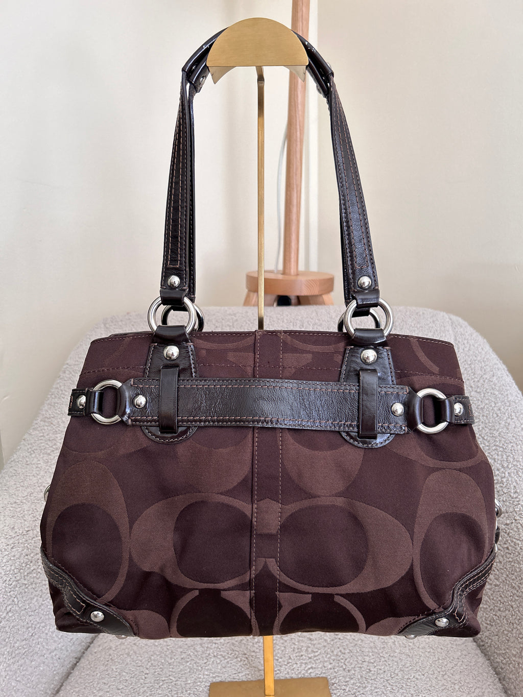 Vintage Coach Carly chocolate brown shoulder bag