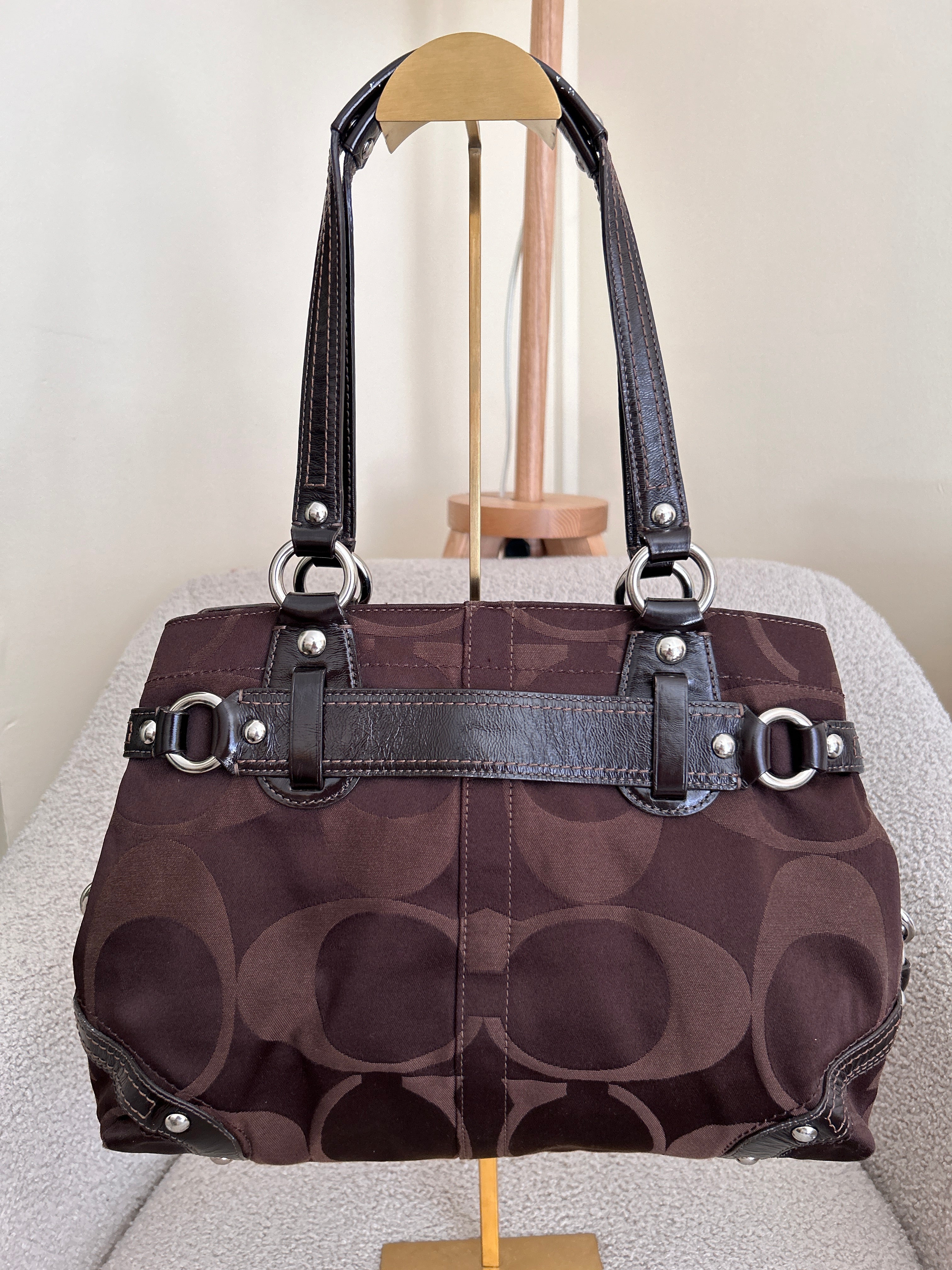Vintage Coach Carly chocolate brown shoulder bag