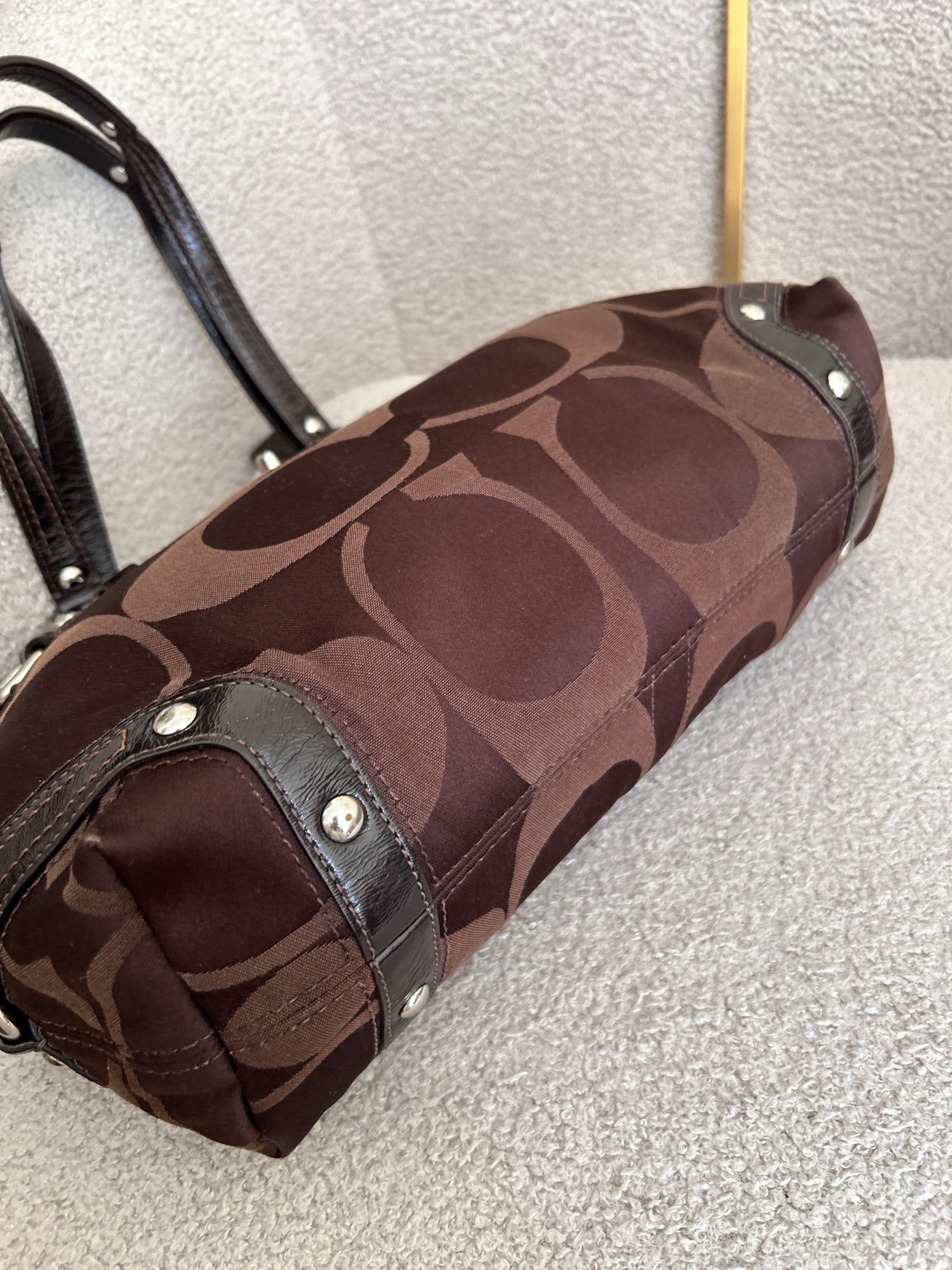 Vintage Coach Carly chocolate brown shoulder bag