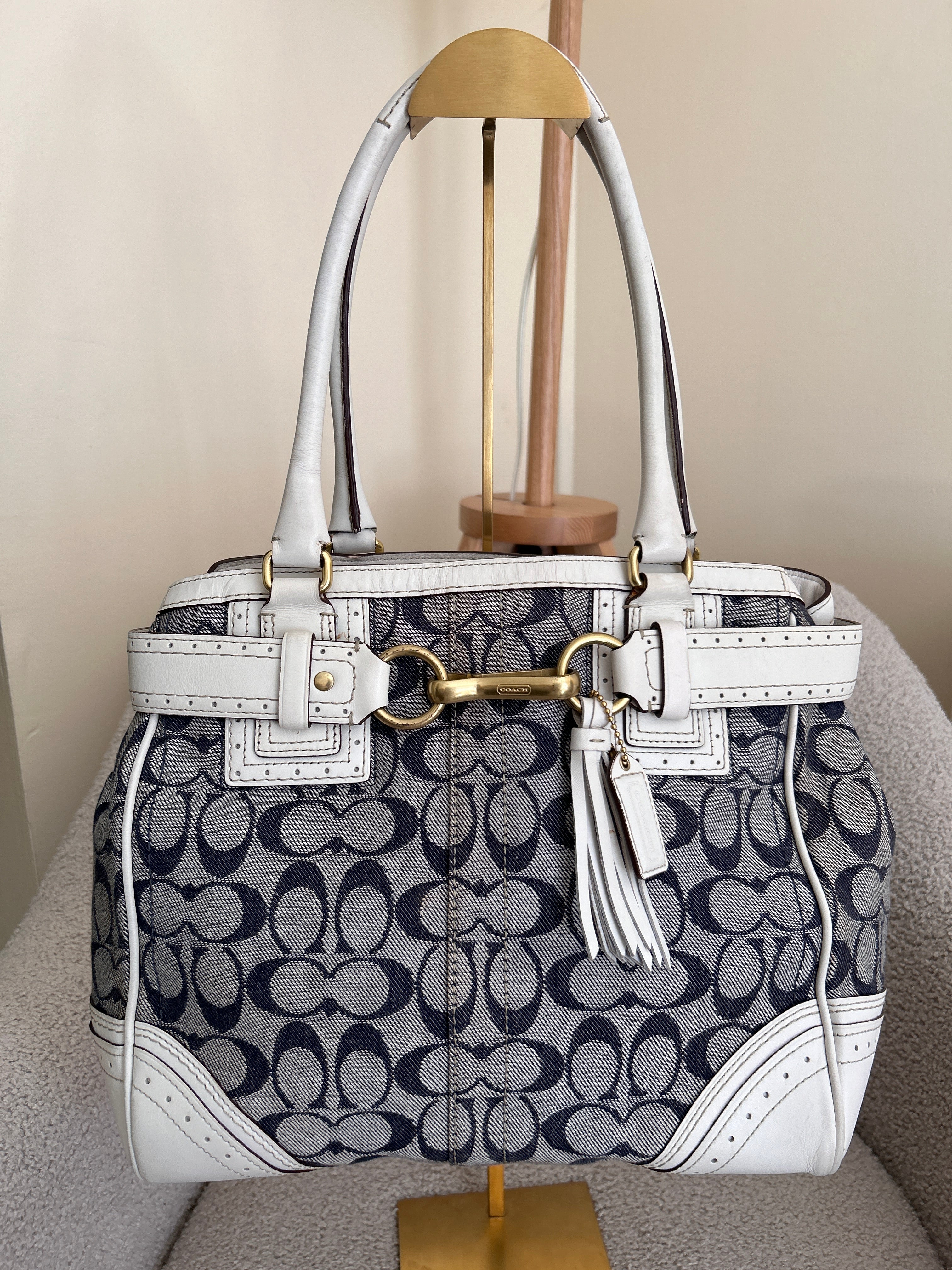 Vintage Coach Hamptons denim shoulder bag