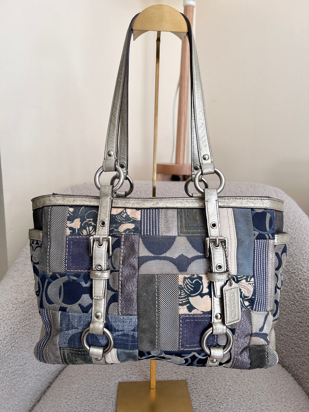 Vintage Coach denim patchwork shoulder bag