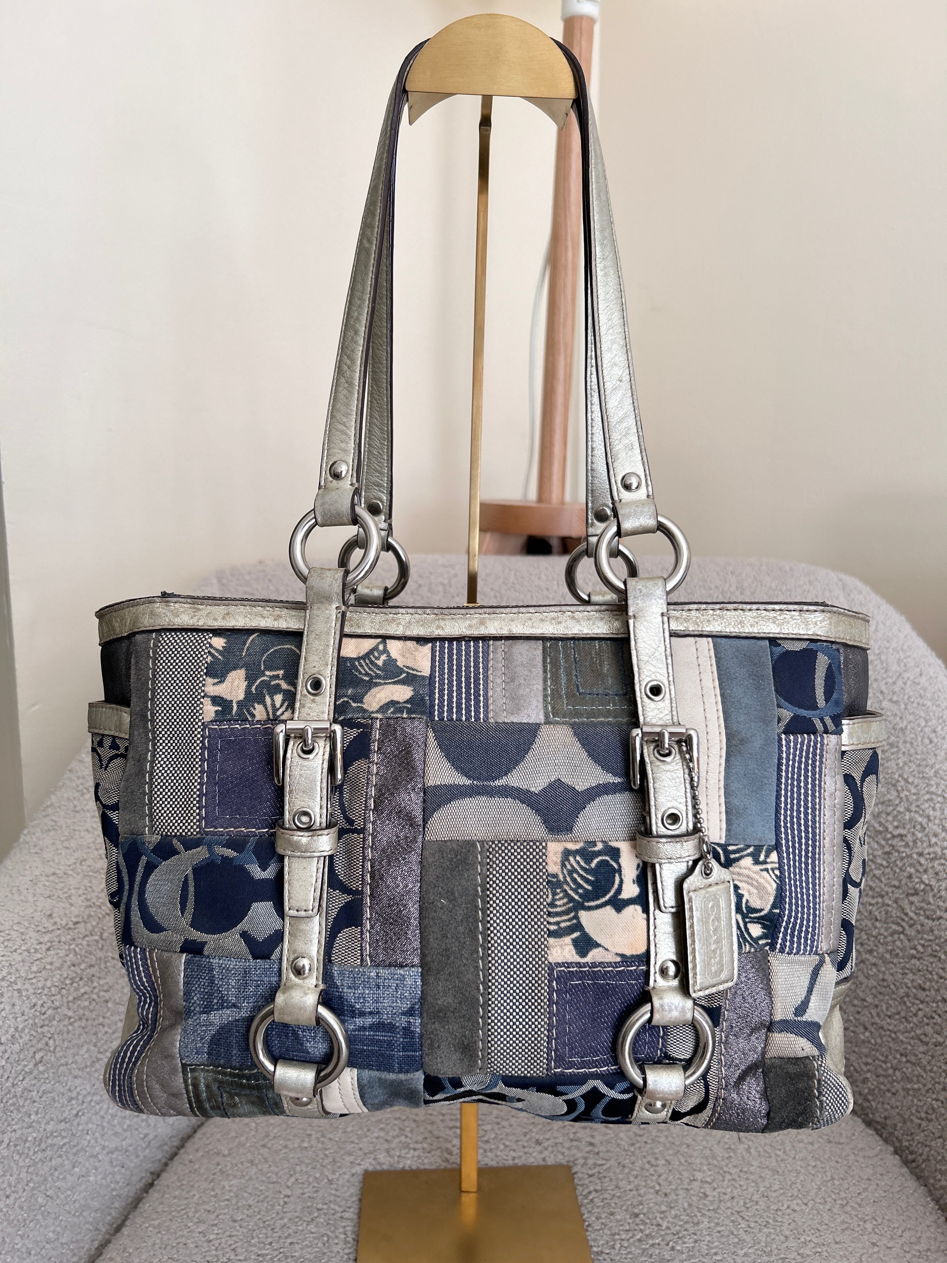 Vintage Coach denim patchwork shoulder bag