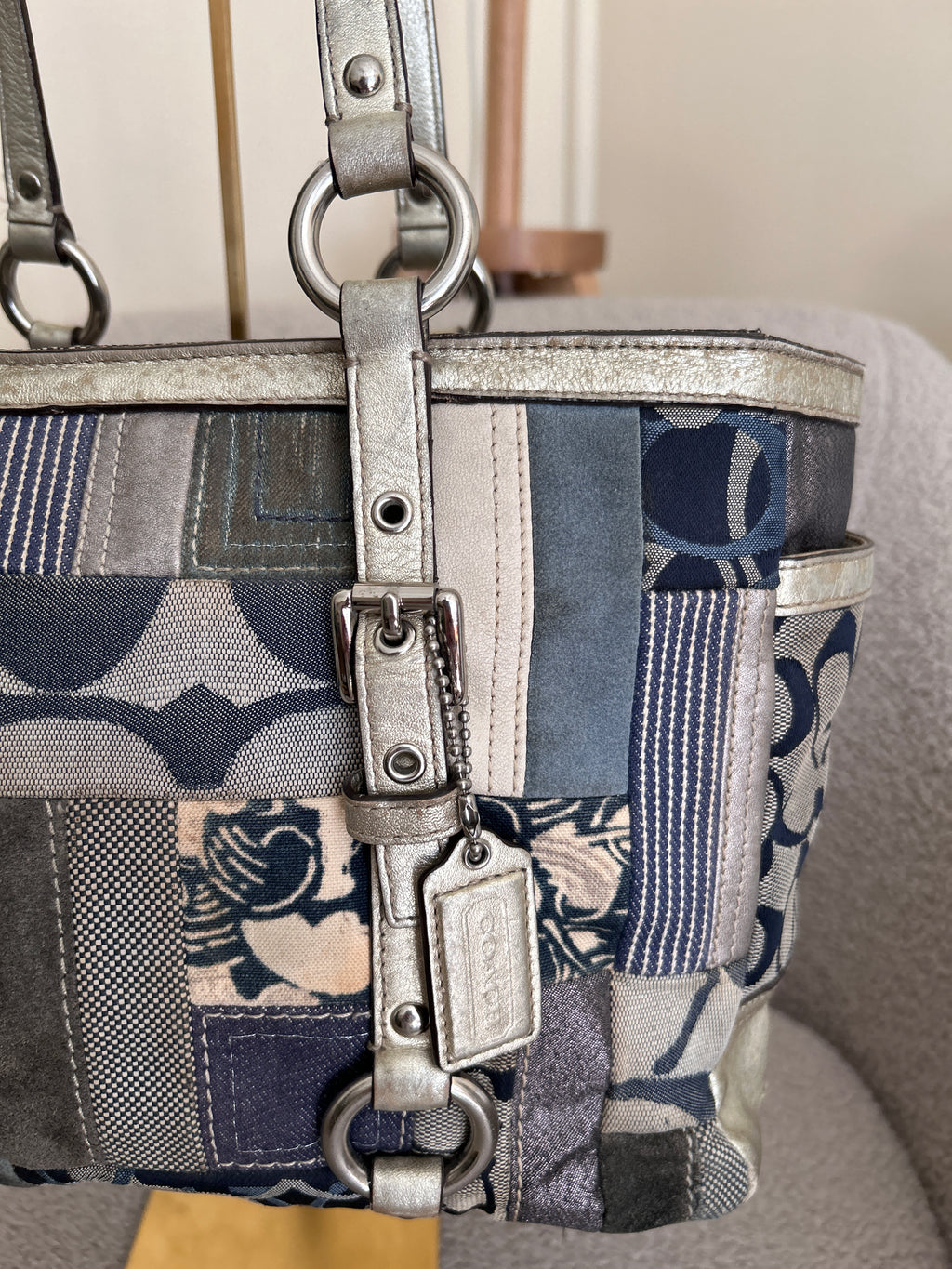 Vintage Coach denim patchwork shoulder bag
