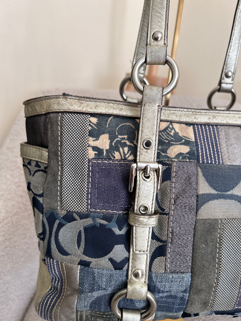 Vintage Coach denim patchwork shoulder bag