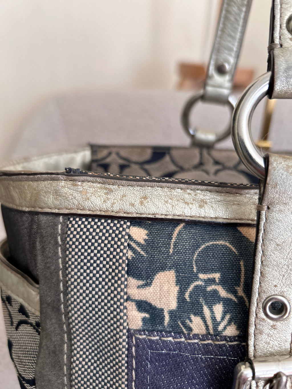 Vintage Coach denim patchwork shoulder bag