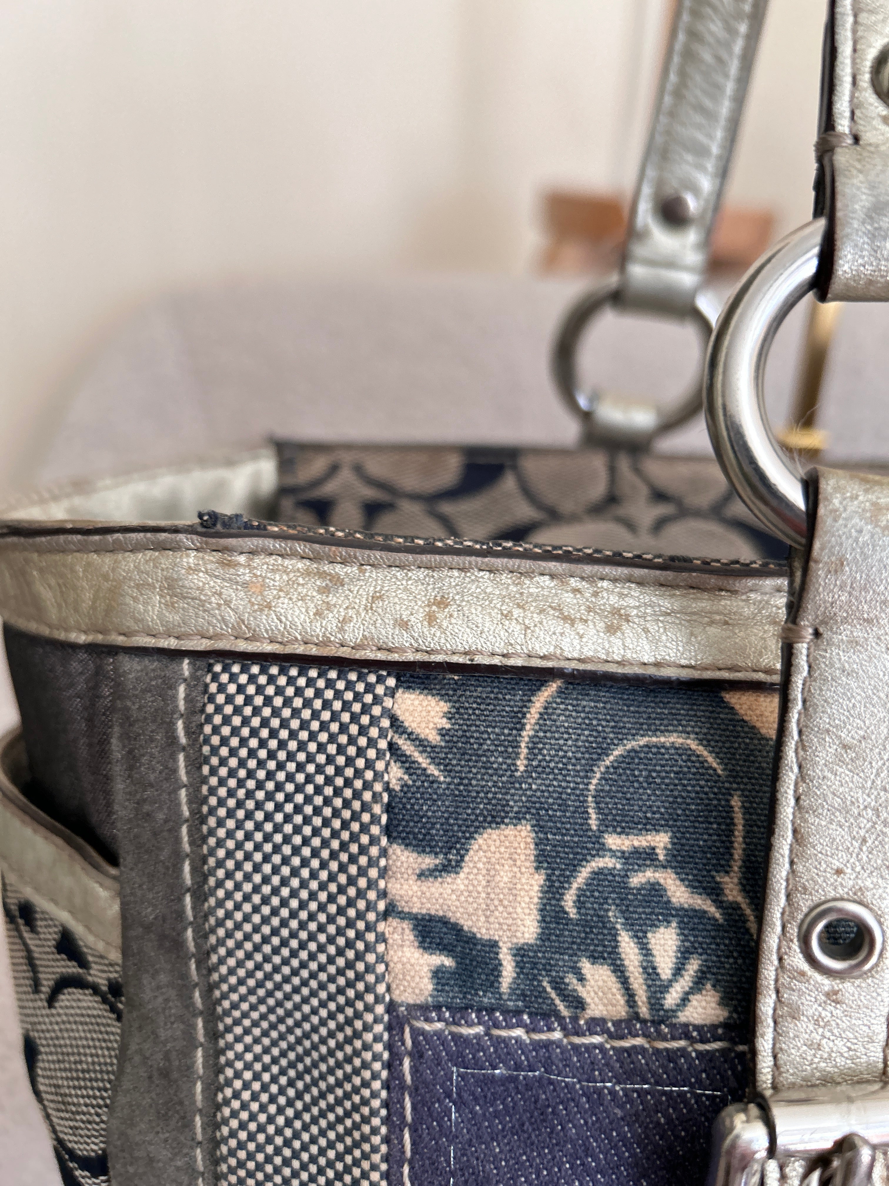 Vintage Coach denim patchwork shoulder bag