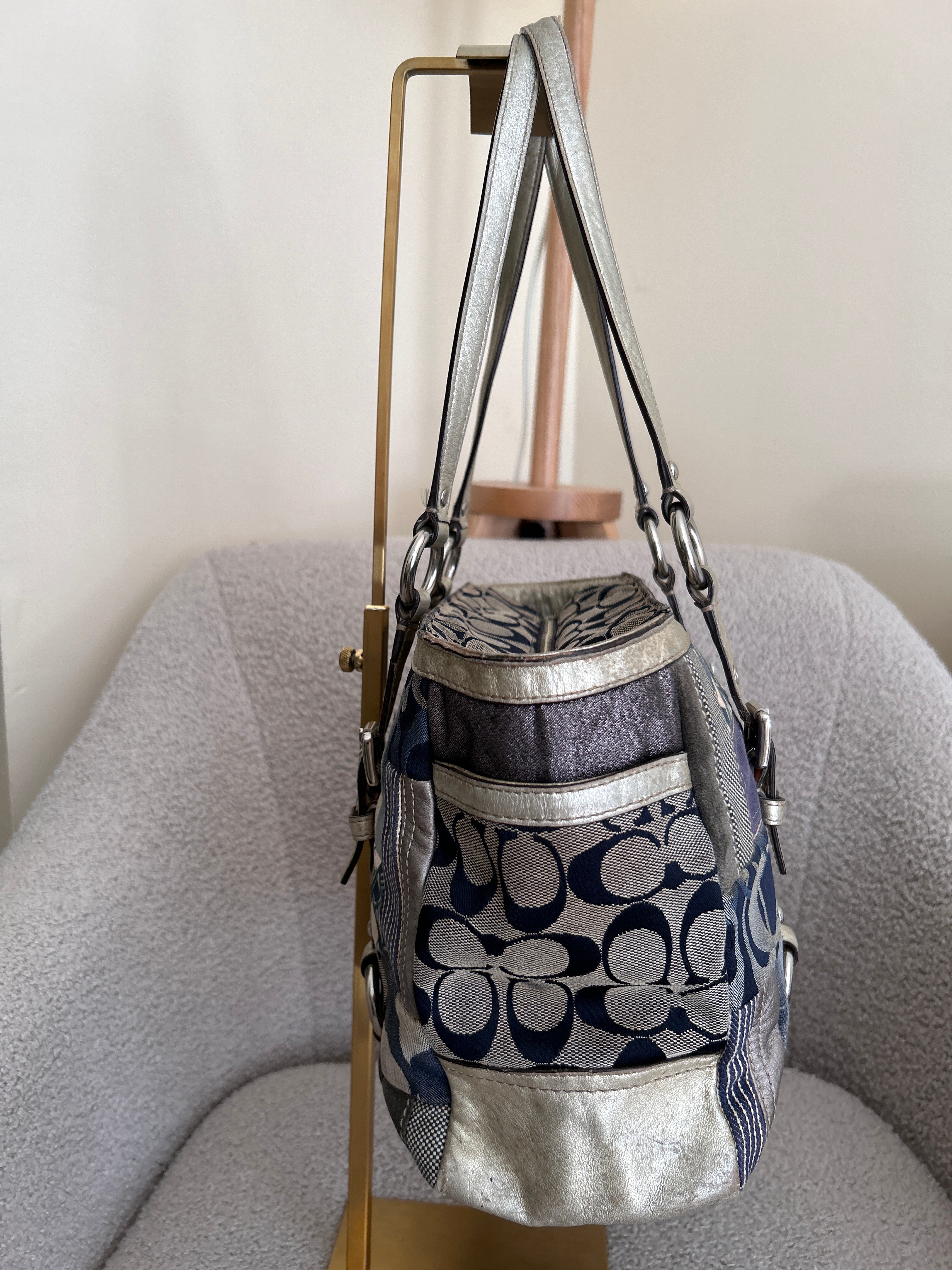 Vintage Coach denim patchwork shoulder bag