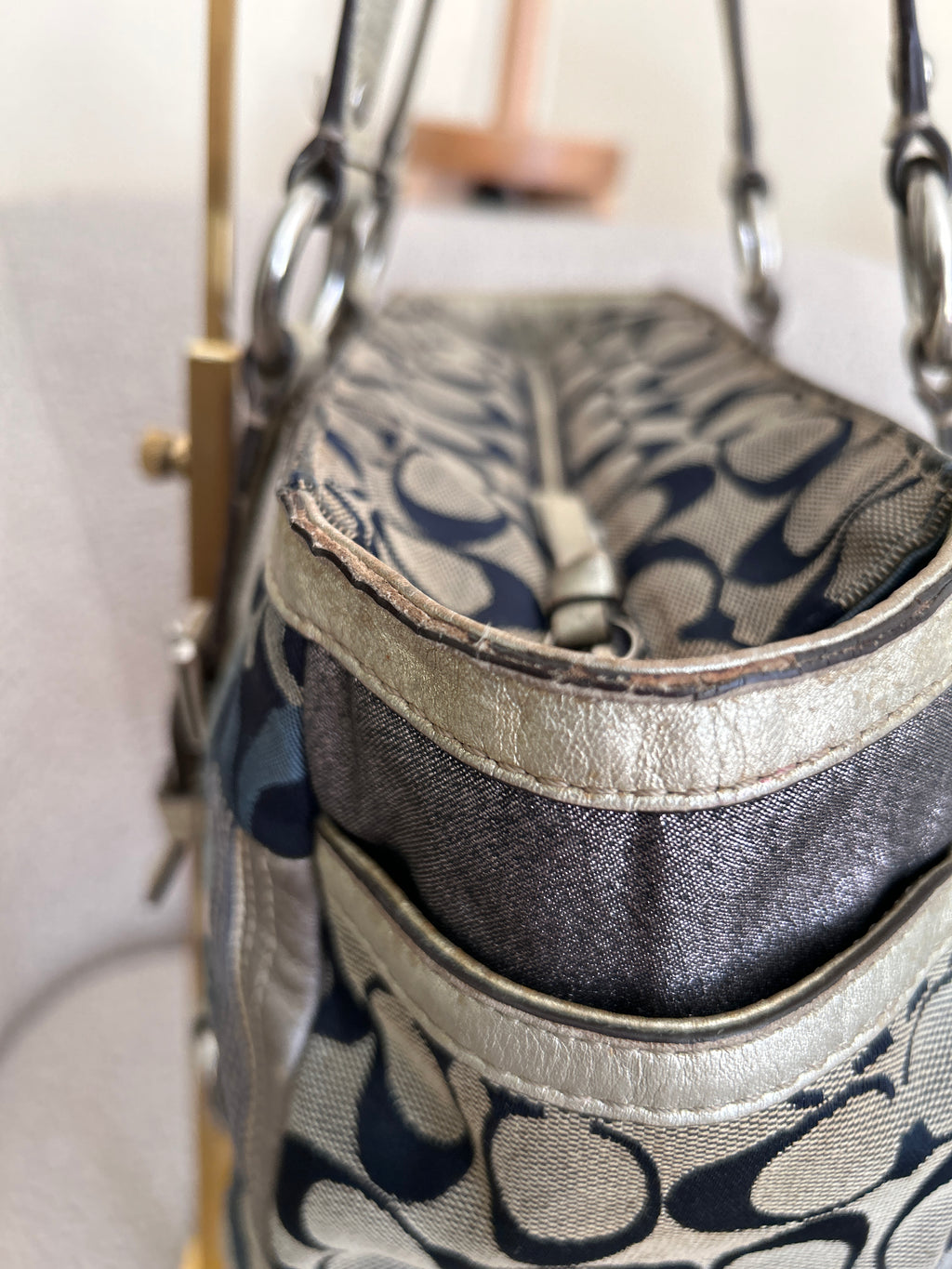 Vintage Coach denim patchwork shoulder bag