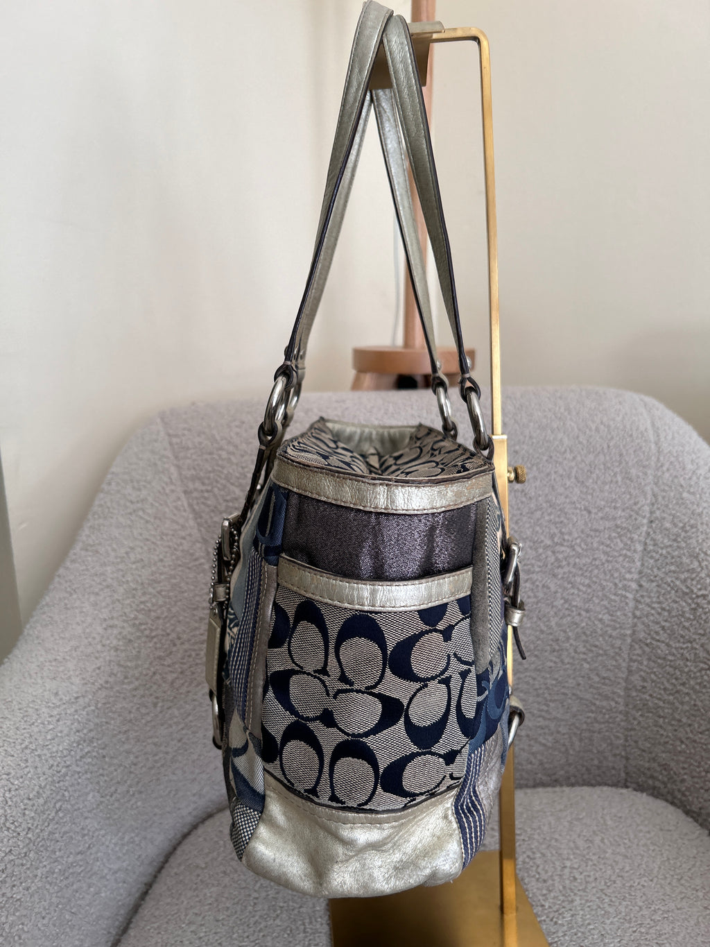 Vintage Coach denim patchwork shoulder bag
