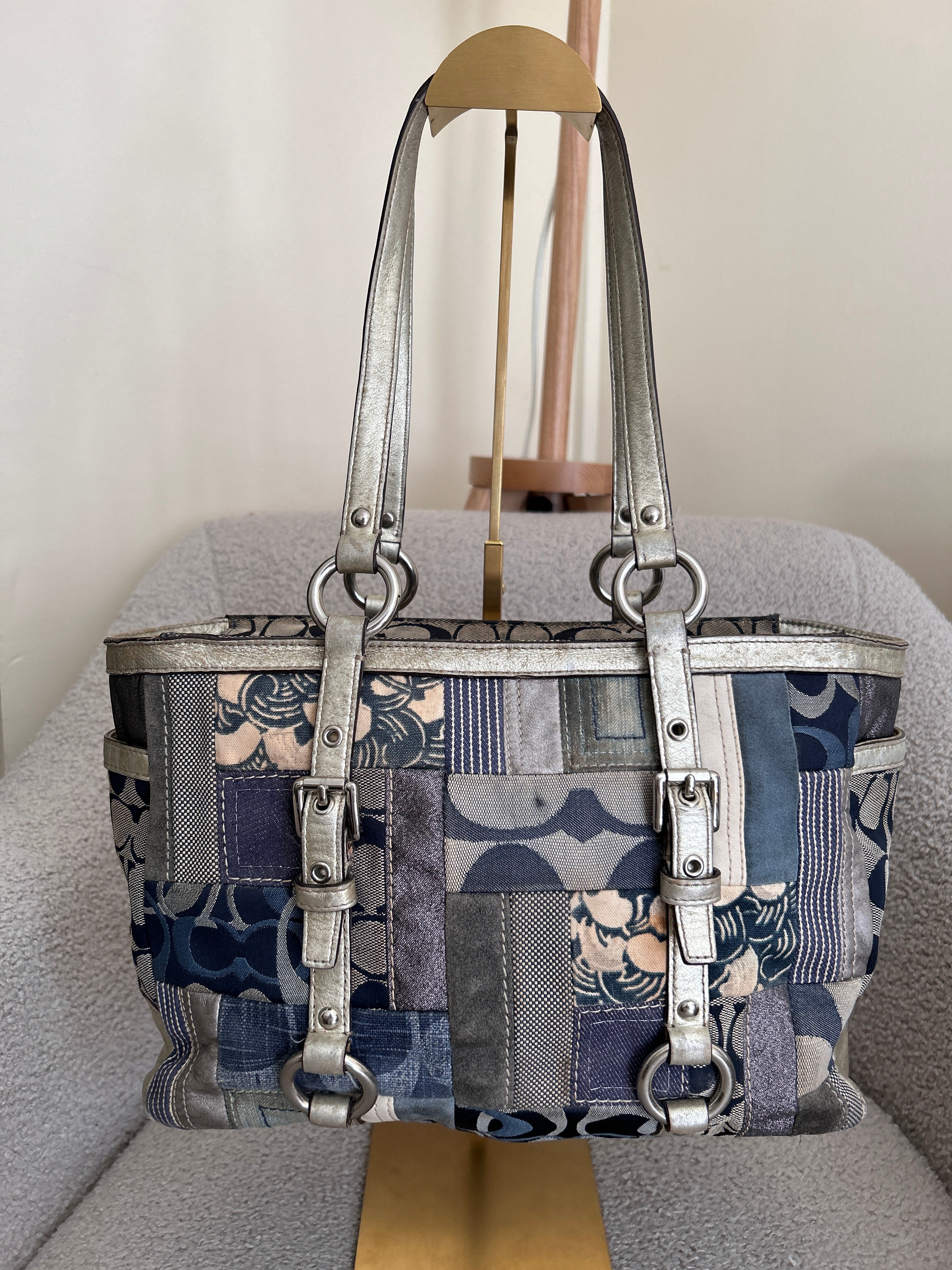 Vintage Coach denim patchwork shoulder bag