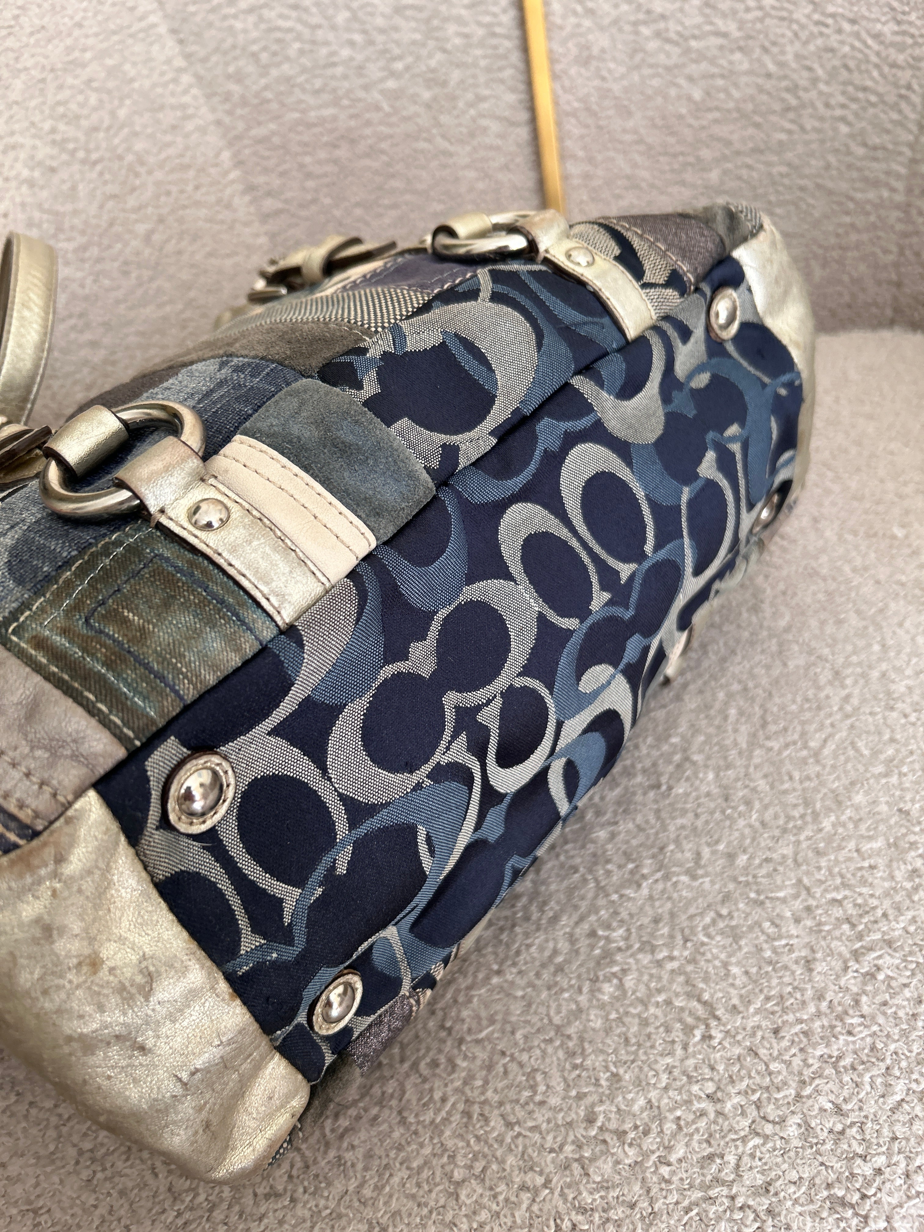 Vintage Coach denim patchwork shoulder bag