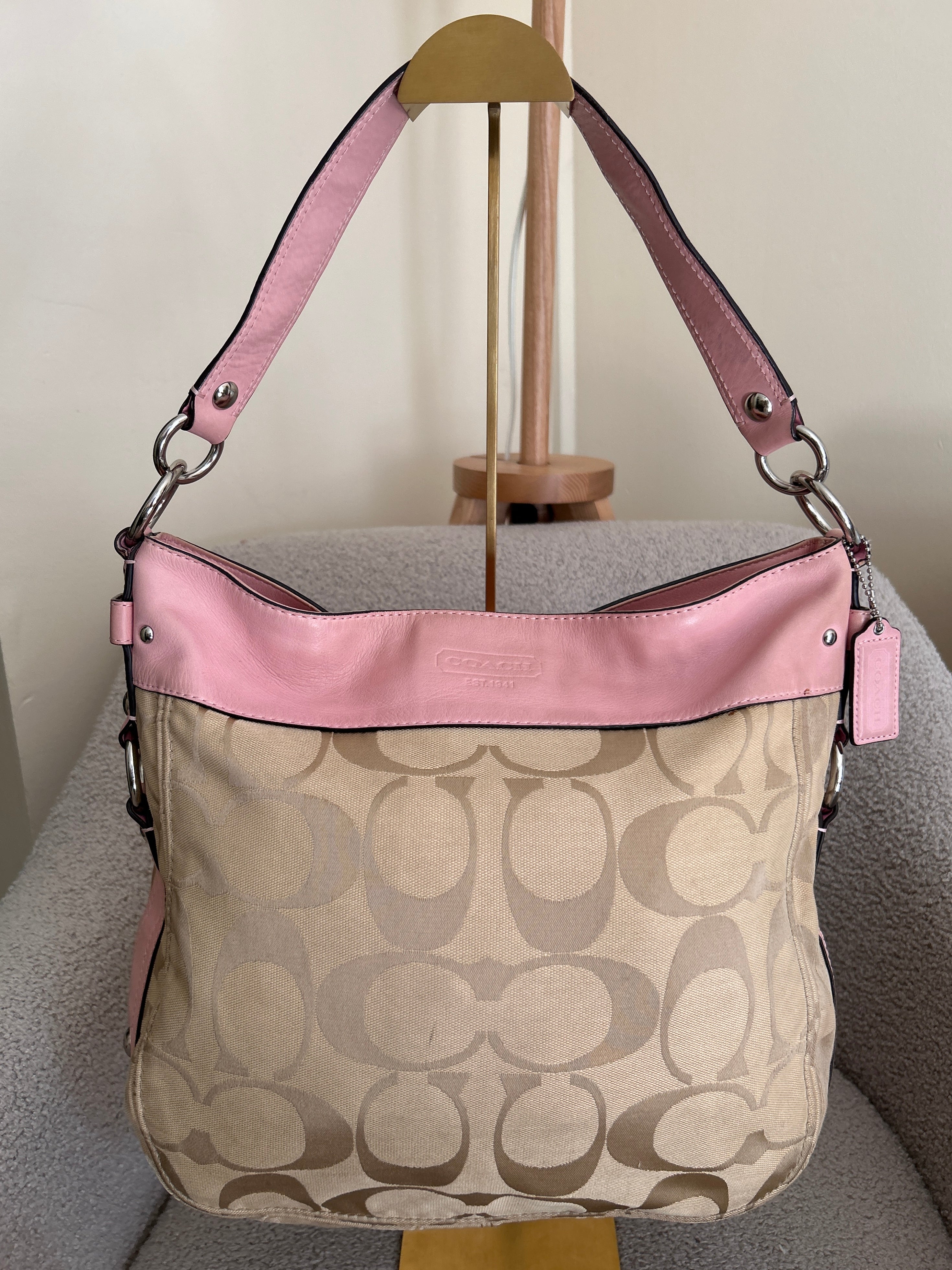 Vintage Coach Zoe pink leather shoulder bag