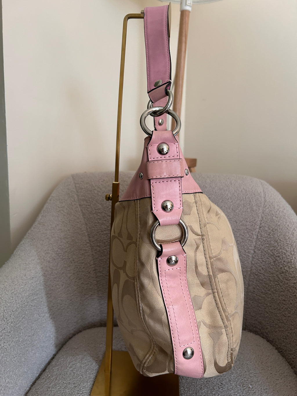 Vintage Coach Zoe pink leather shoulder bag