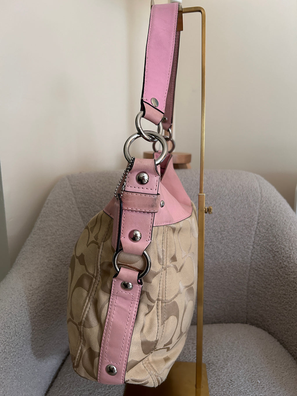 Vintage Coach Zoe pink leather shoulder bag