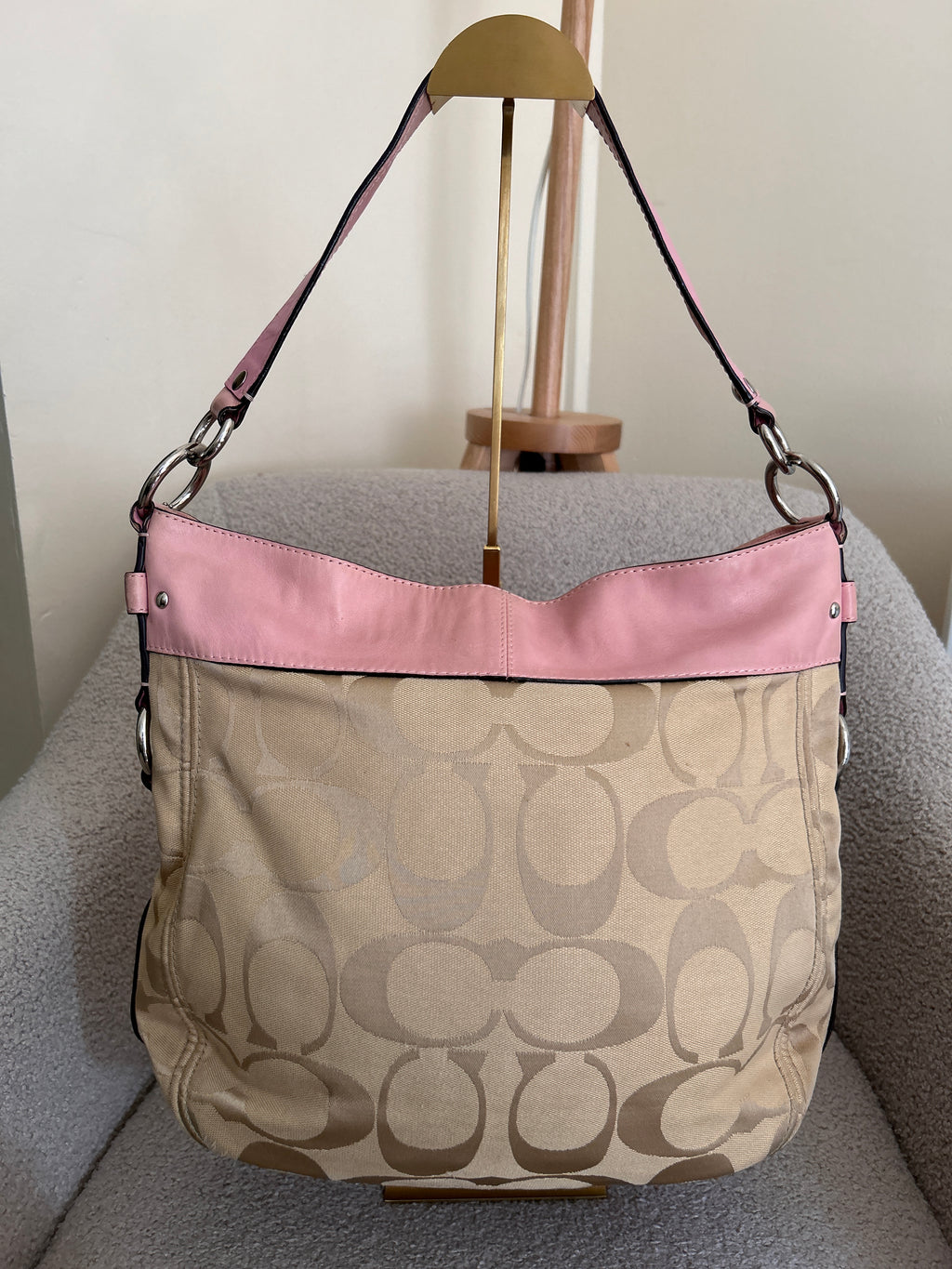 Vintage Coach Zoe pink leather shoulder bag