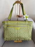 Vintage Coach green tote shoulder bag