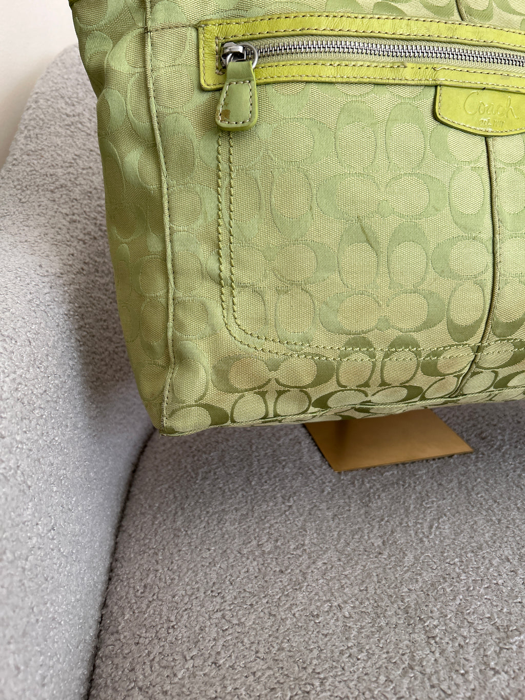 Vintage Coach green tote shoulder bag
