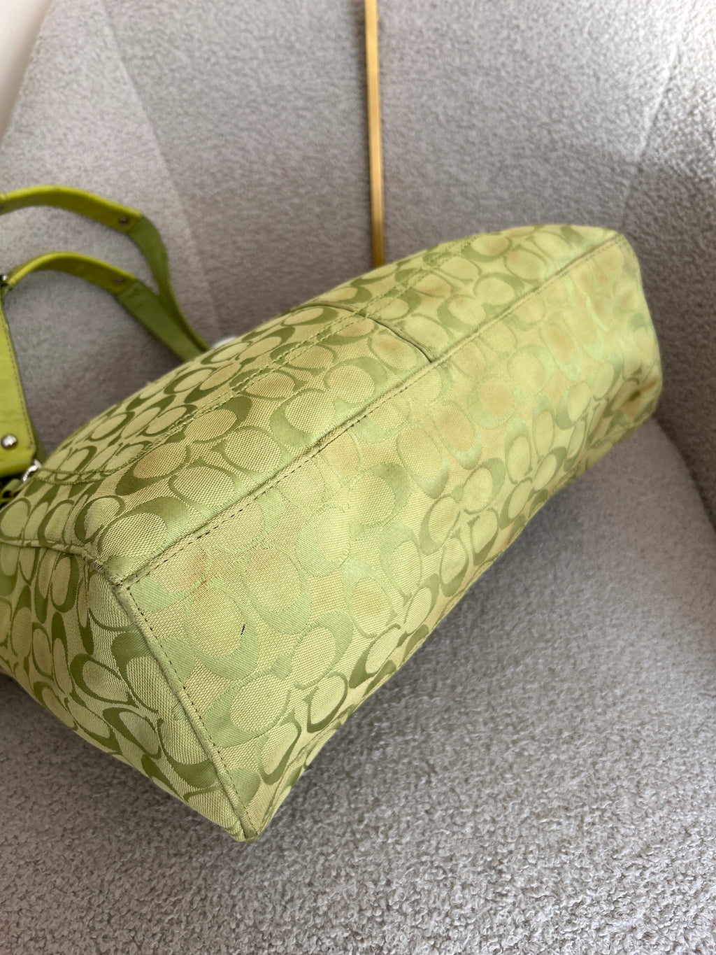Vintage Coach green tote shoulder bag