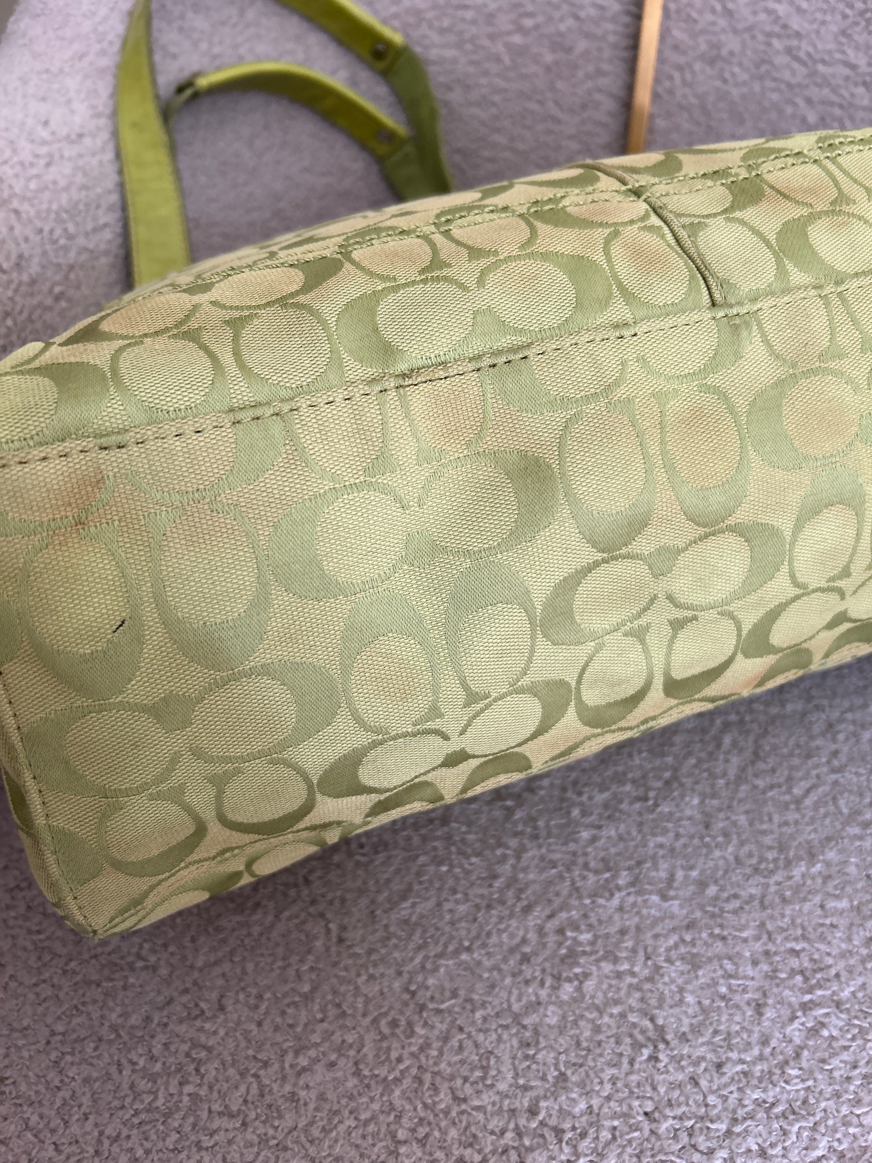 Vintage Coach green tote shoulder bag