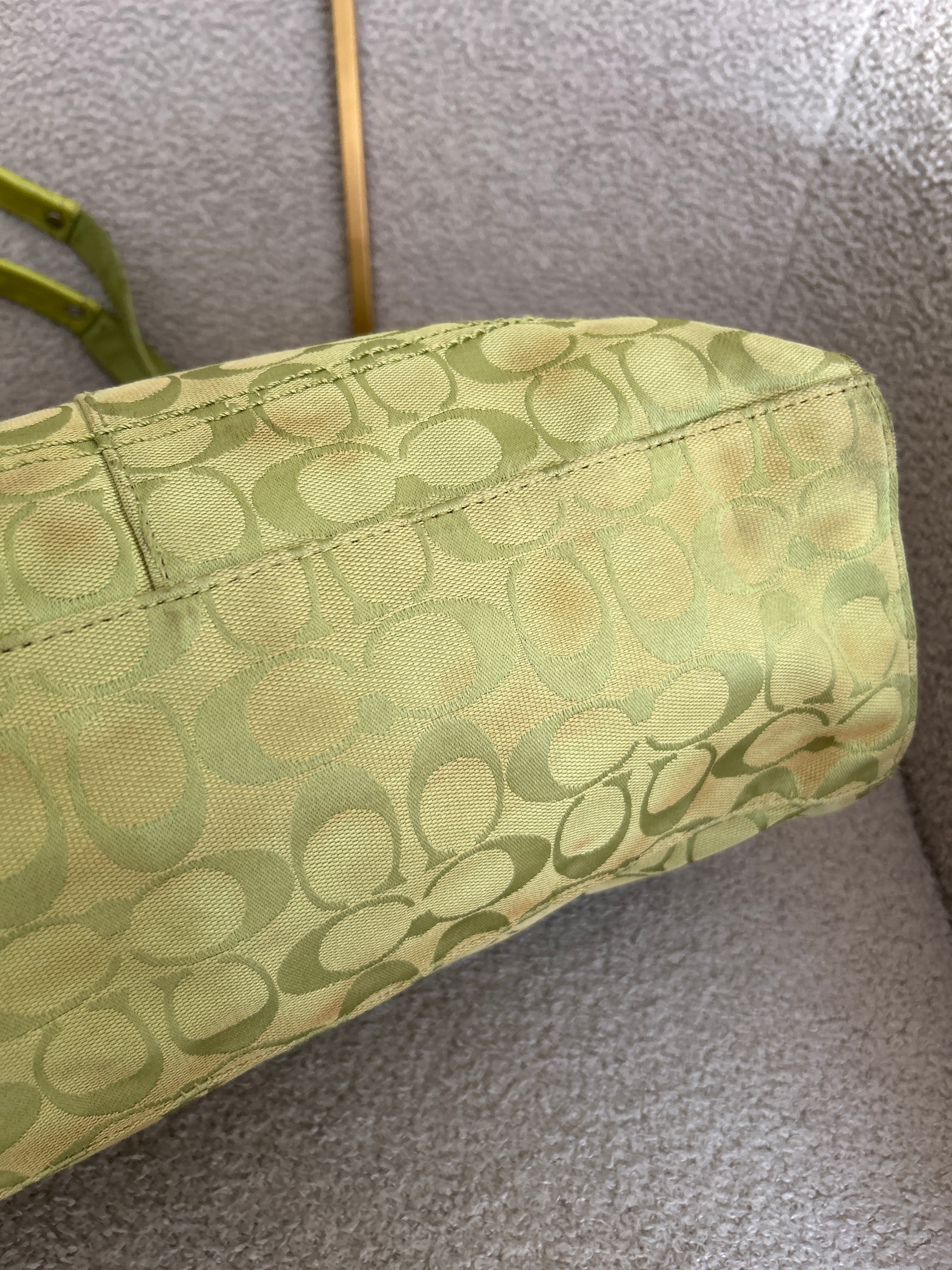 Vintage Coach green tote shoulder bag