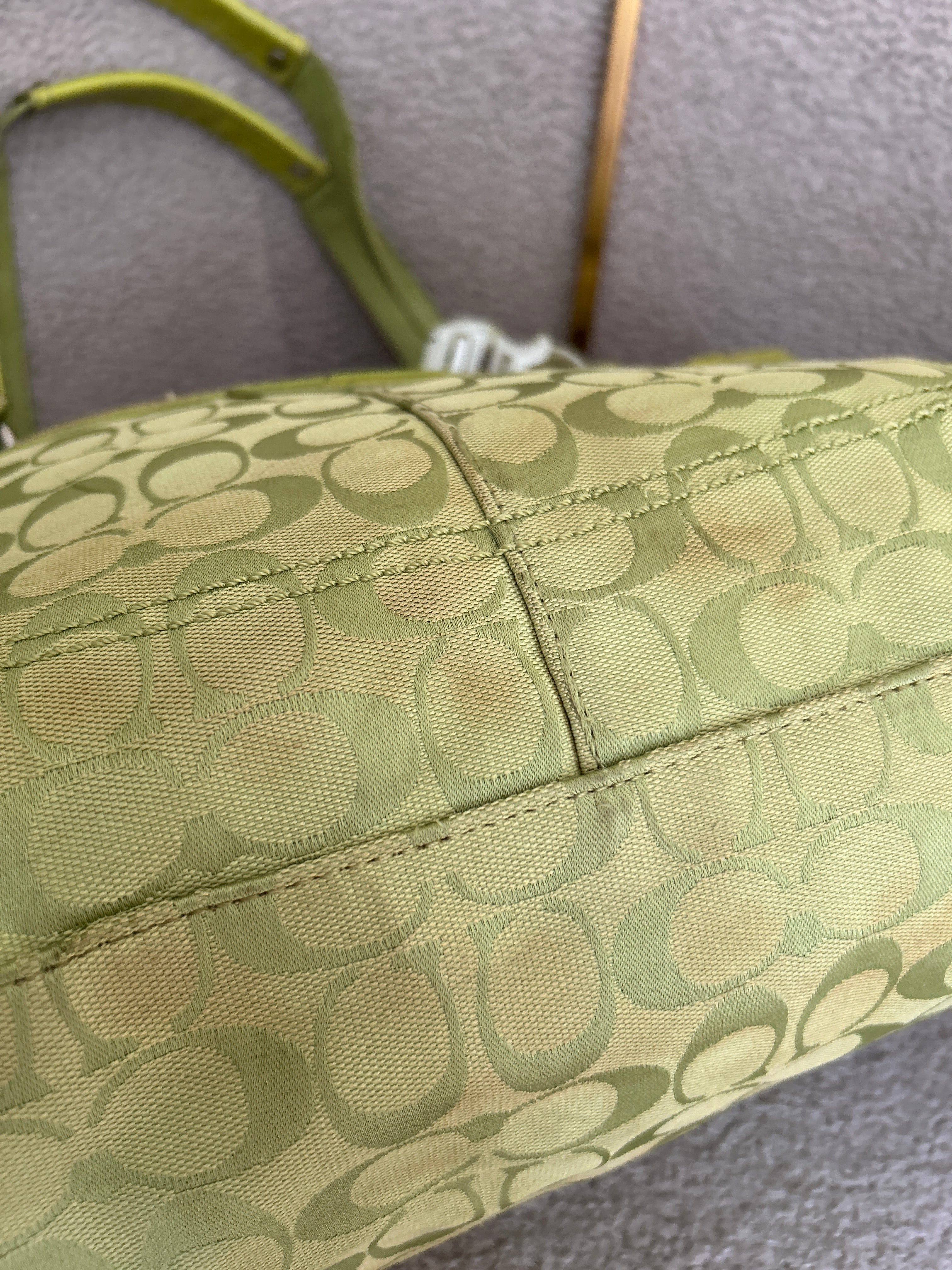 Vintage Coach green tote shoulder bag